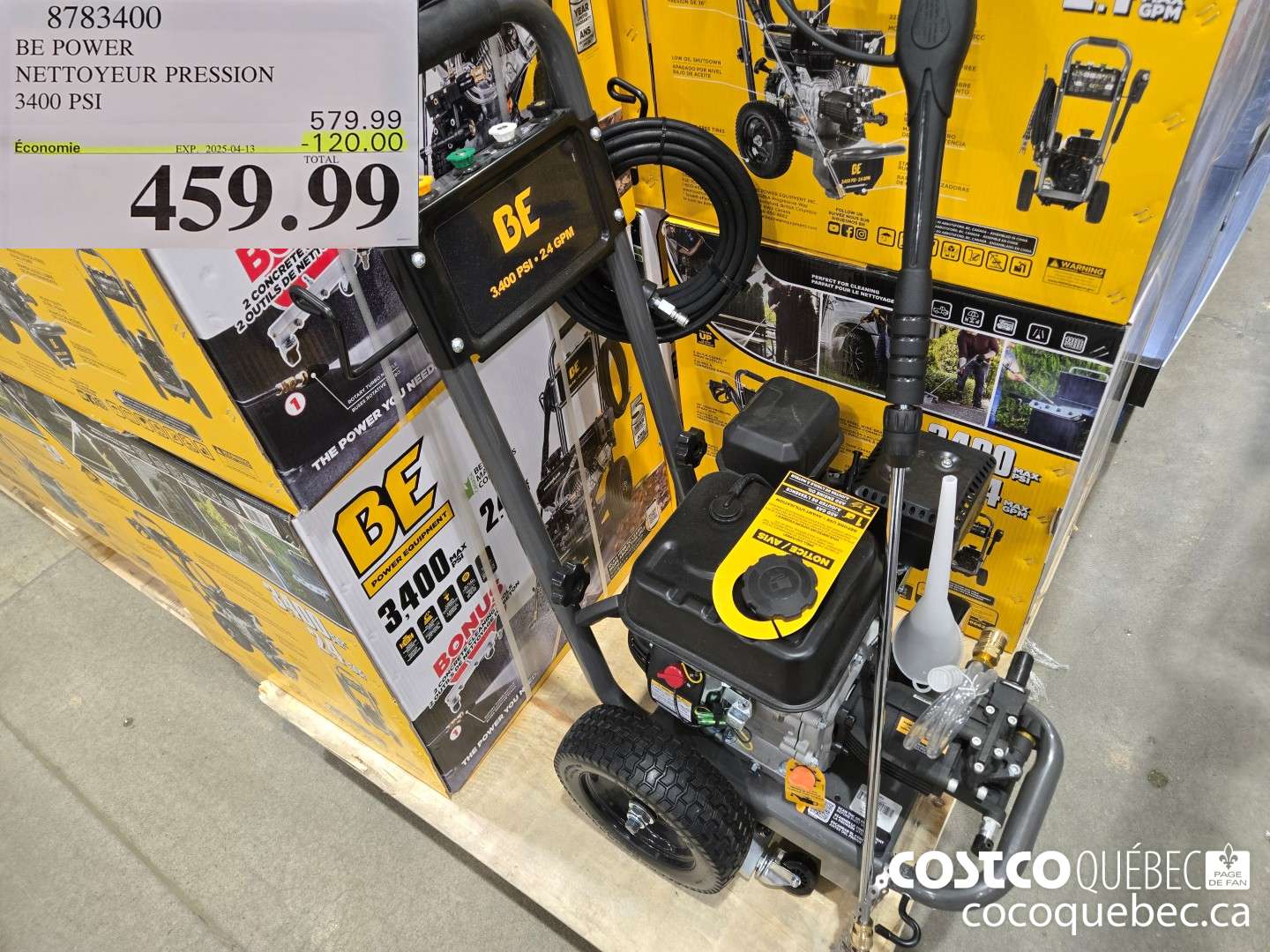 8783400 BE POWER NETTOYEUR PRESSION ESS 3400 PSI  ($120.00 INSTANT SAVINGS EXPIRES ON 2025-04-13) $459.99