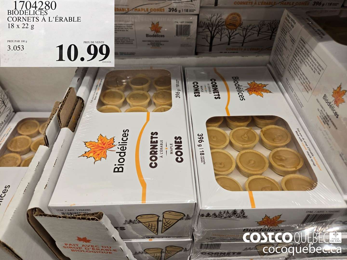 1704280 BIODELICES CORNETS A 'ERABLE  $10.99