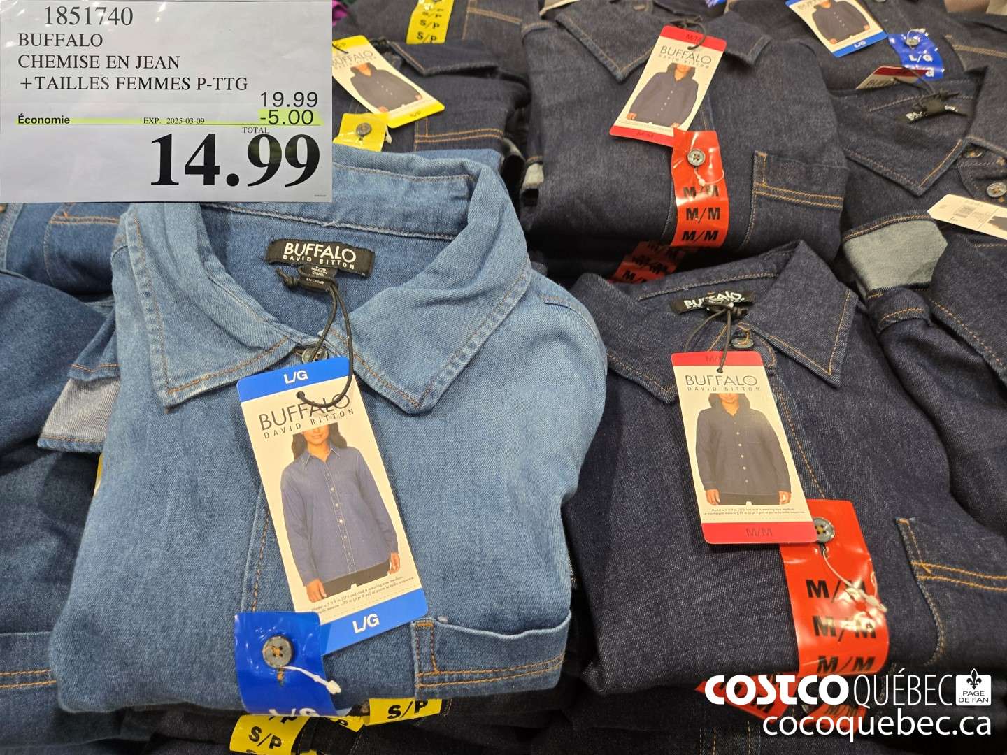 1851740 BUFFALO CHEMISE EN JEAN  ($5.00 INSTANT SAVINGS EXPIRES ON 2025-03-09) $14.99