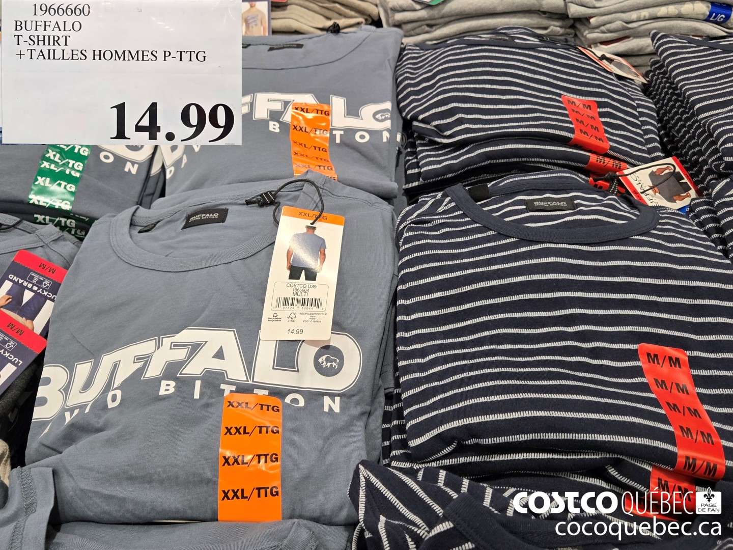 1966660 BUFFALO T-SHIRT +TAILLES HOMMES P-TTG  $14.99