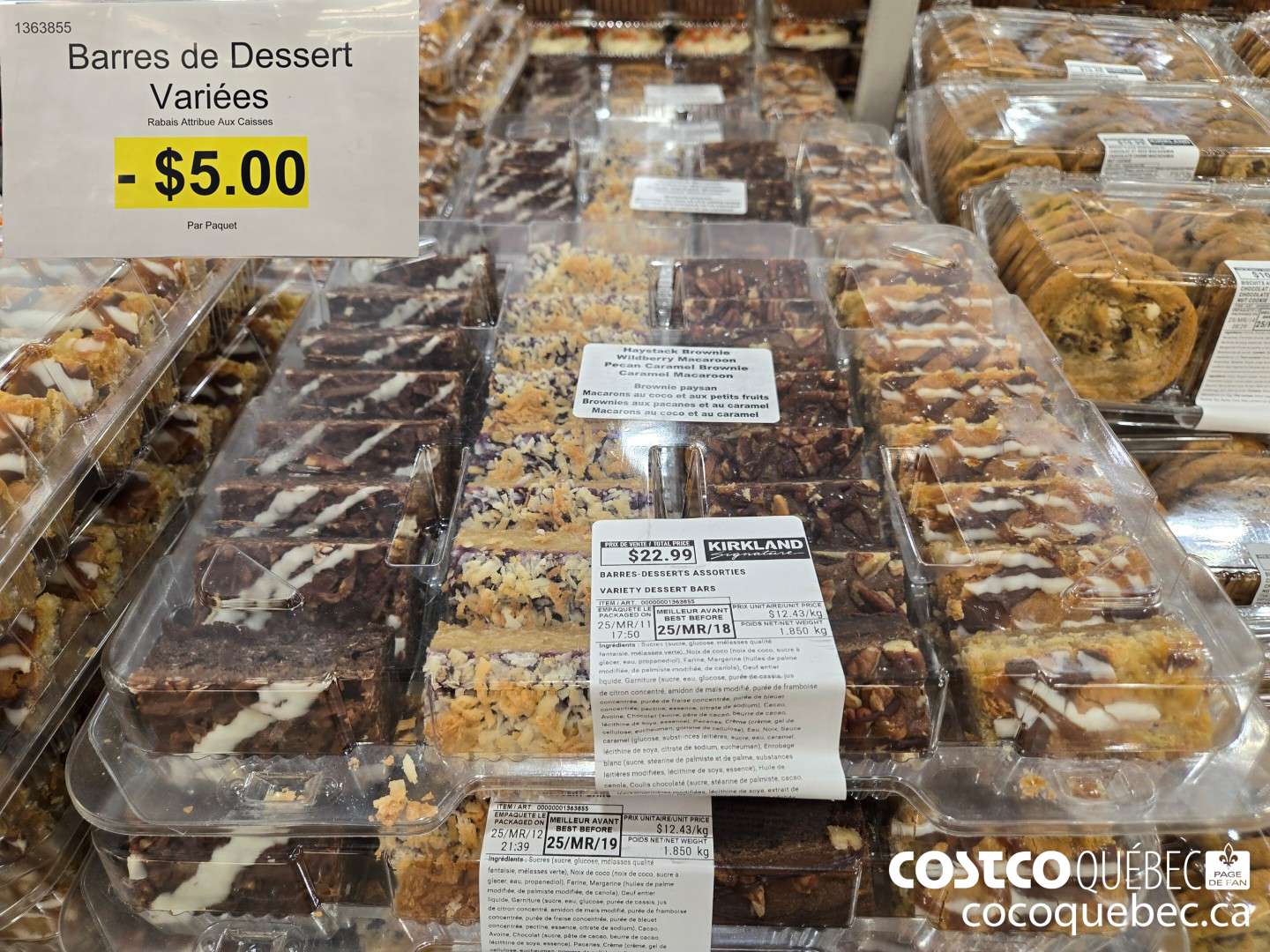 1363855 Barres de Dessert Variees Par Paquet a  ($5.00 INSTANT SAVINGS)