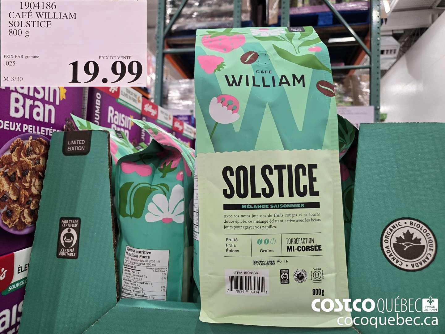 1904186 CAFE WILLIAM SOLSTICE 800 g  $19.99