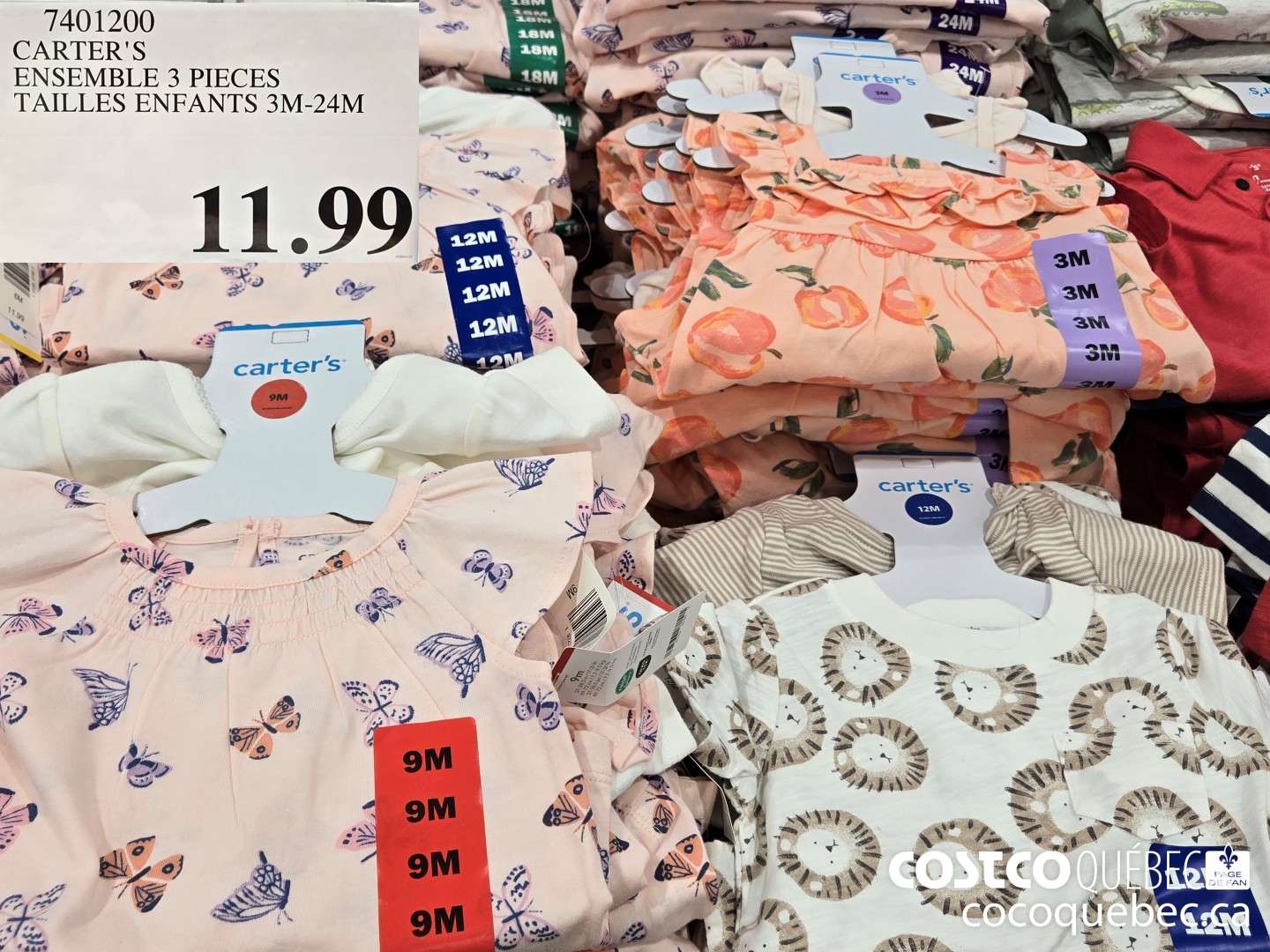 7401200 CARTER'S ENSEMBLE 3 PIECES TAILLES ENFANTS 3M-24M  $11.99