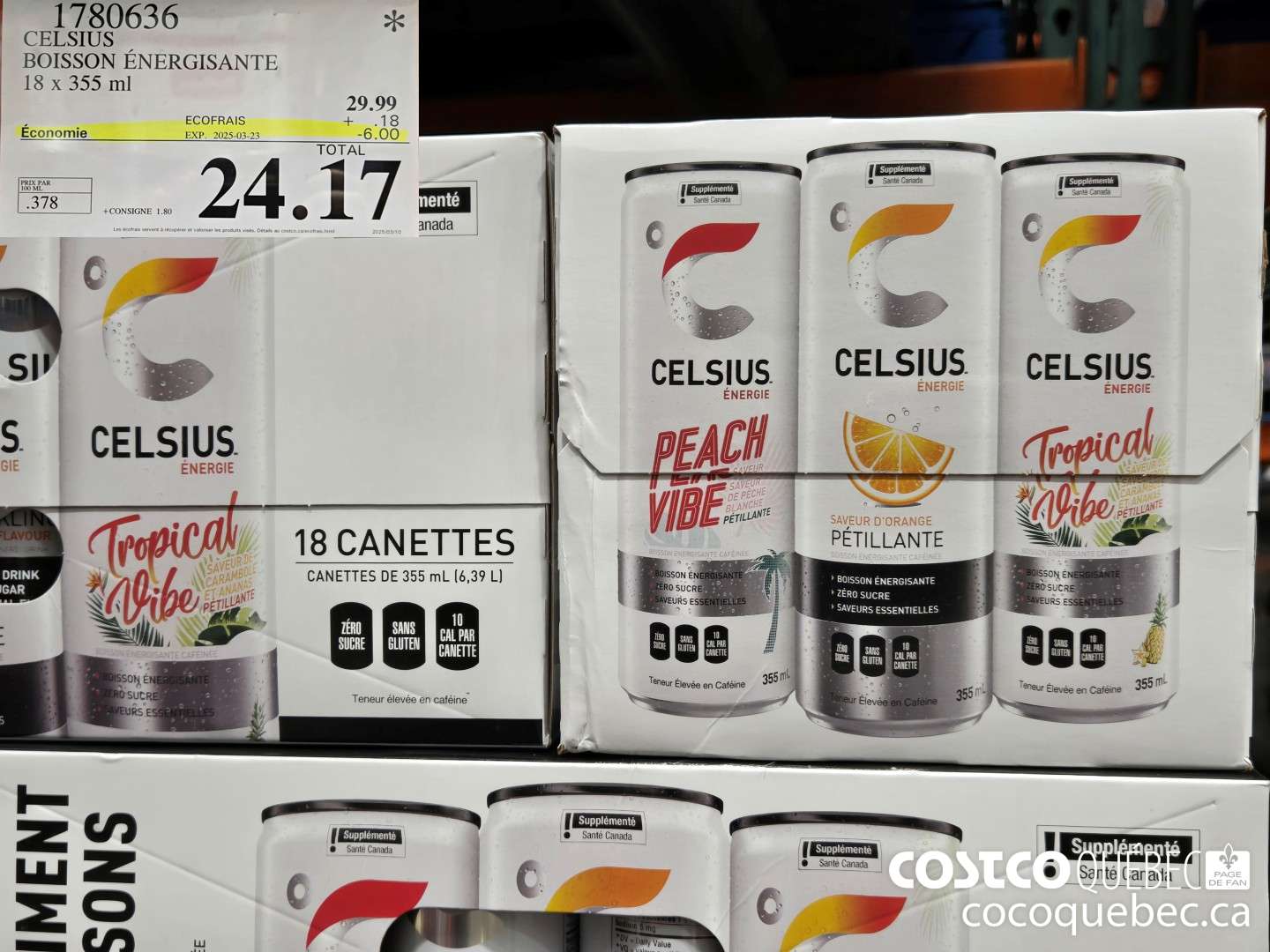 1780636 CELSIUS BOISSON ENERGISANTE  ($6.00 INSTANT SAVINGS EXPIRES ON 2025-03-16) $24.17