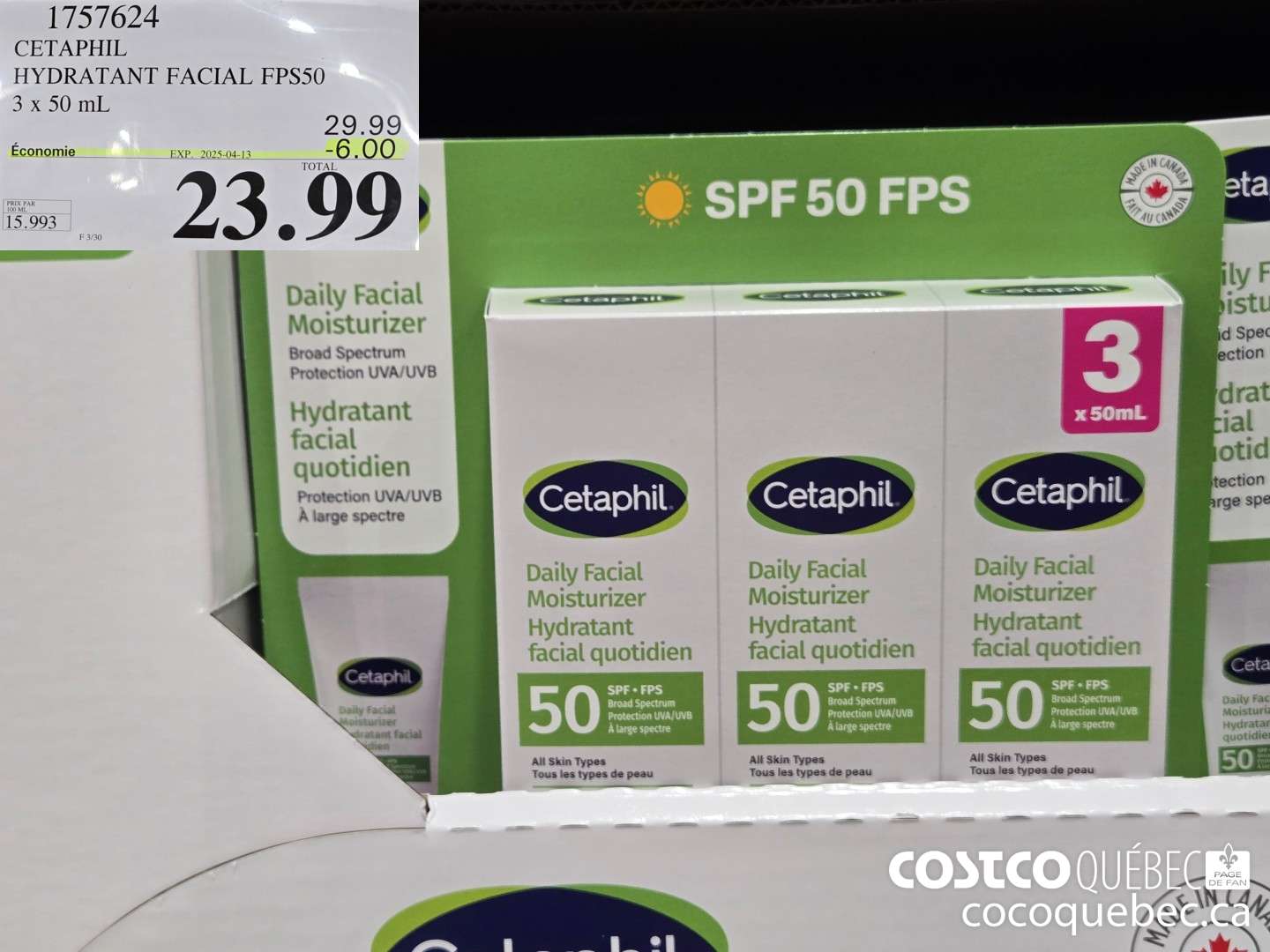 1757624 CETAPHIL HYDRATANT FACIAL FPS50  ($6.00 INSTANT SAVINGS EXPIRES ON 2025-04-13) $23.99