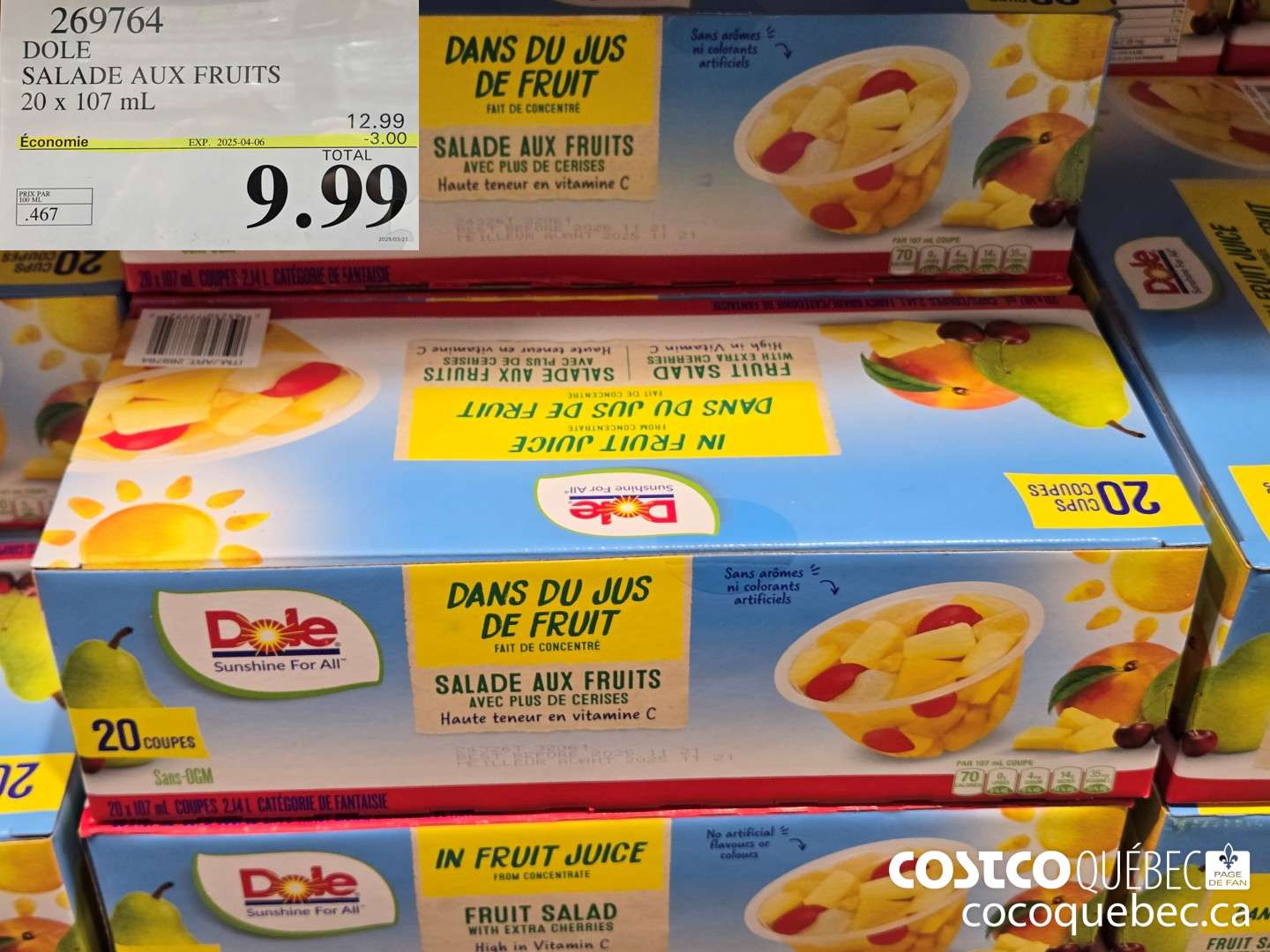 269764 COLE SALADE AUX FRUITS 20 x 107 mL  ($3.00 INSTANT SAVINGS EXPIRES ON 2025-04-06) $9.99