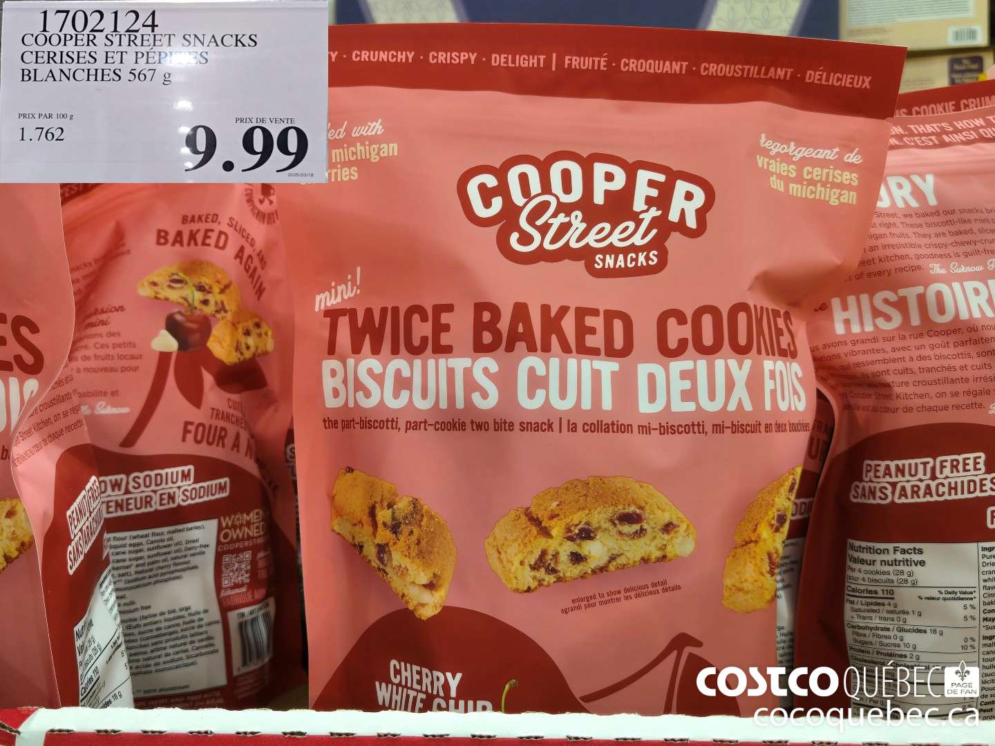 1702124 COOPER STREET SNACKS CERISES ET PEPISES BLANCHES 567 G  $9.99