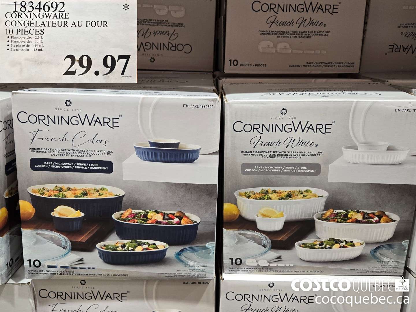 1834692 CORNINGWARE CONGELATEUR AU FOUR 10 PIECES  $29.97