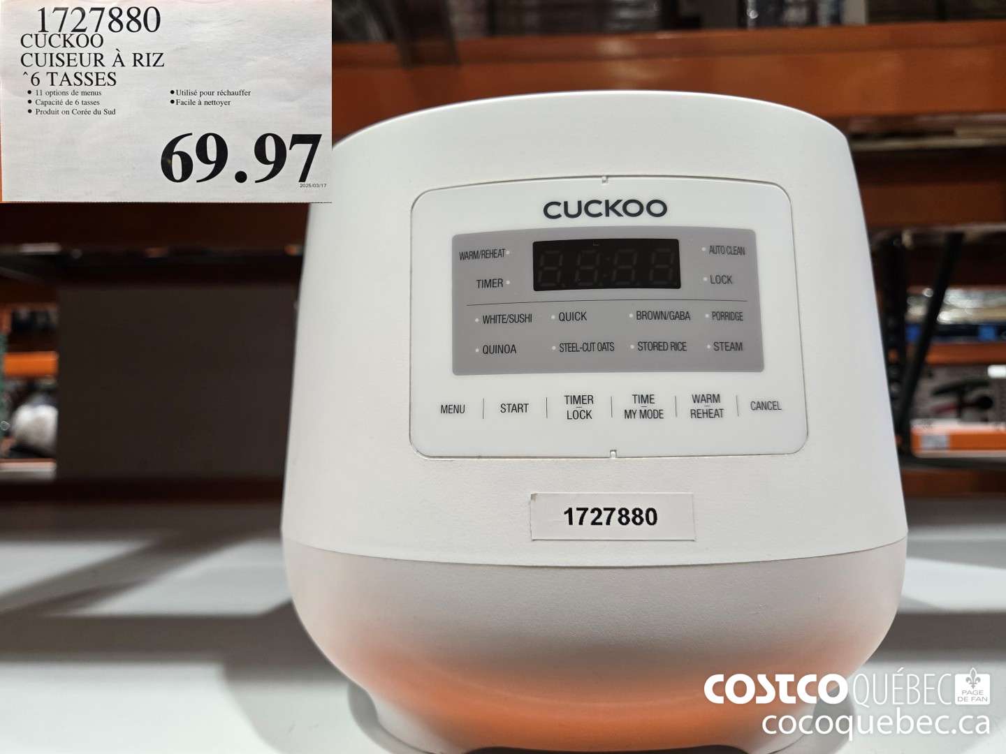 1727880 CUCKOO CUISEUR A RIZ  $69.97
