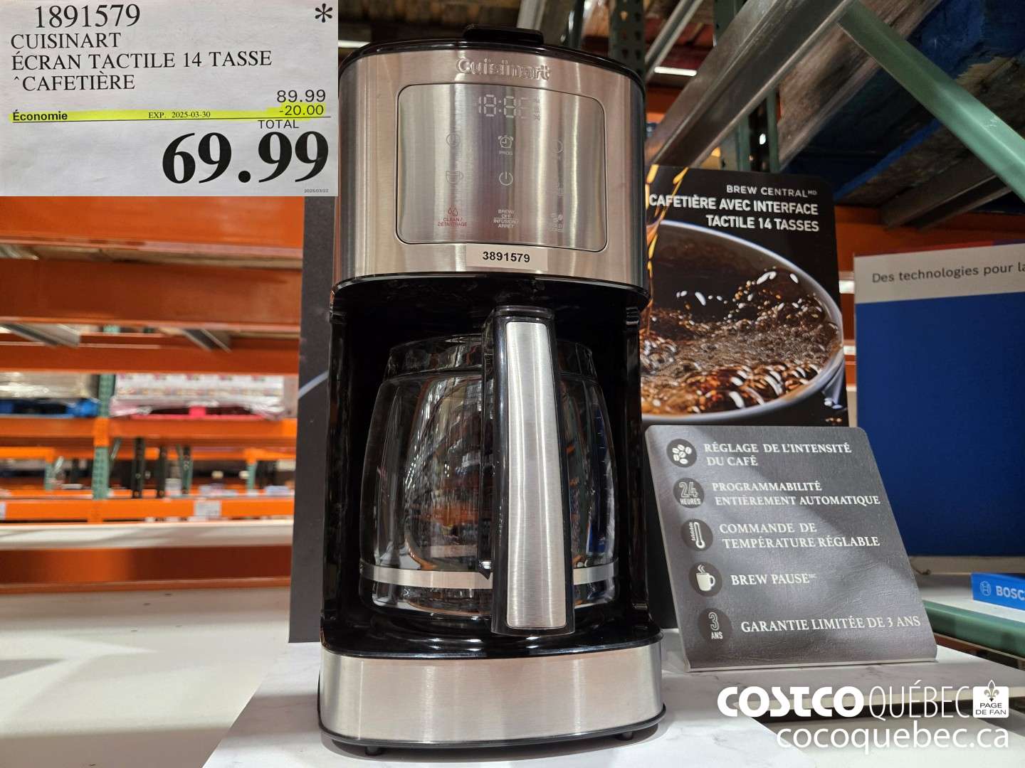 1891579 CUISINART ECRAN TACTILE 14 TASSE *CAFETIERE  ($20.00 INSTANT SAVINGS EXPIRES ON 2025-03-30) $69.99