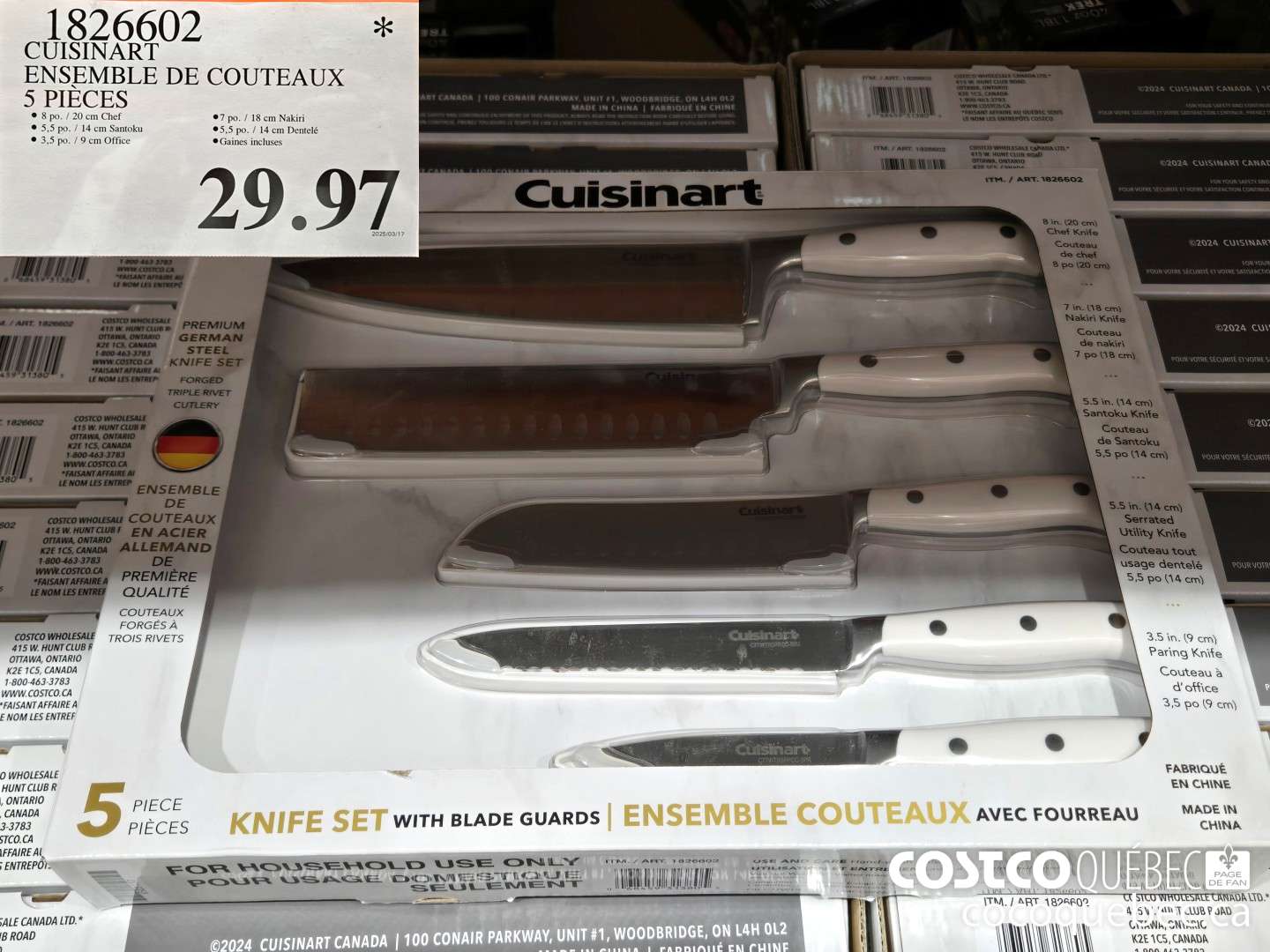 1826602 CUISINART ENSEMBLE DE COUTEAUX 5 PIECES  $29.97