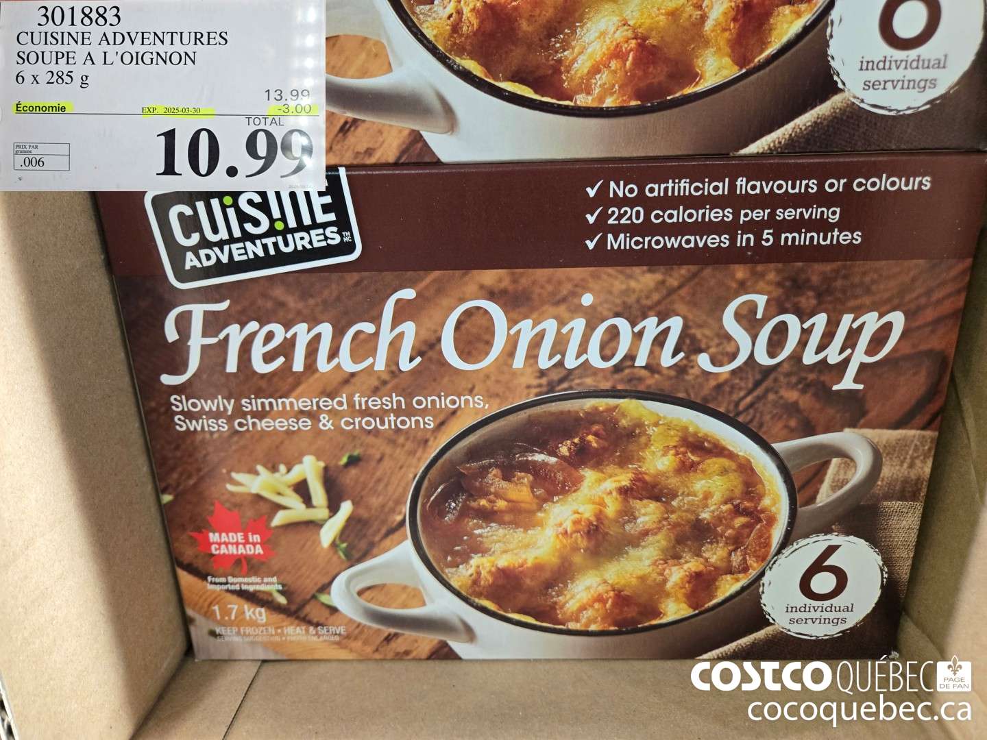 301883 CUISINE ADVENTURES SOUPE A L'OIGNON  ($3.00 INSTANT SAVINGS EXPIRES ON 2025-03-30) $10.99