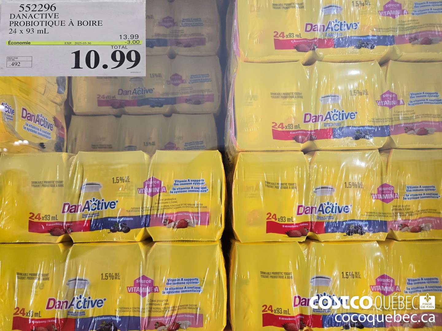 552296 DANACTIVE PROBIOTIQUE A BOIRE 24 x 93 ml ($3.00 INSTANT SAVINGS EXPIRES ON 2025-03-30) $10.99
