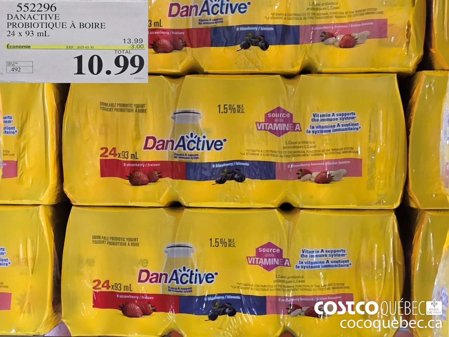 552296 DANACTIVE PROBIOTIQUE A BOIRE 24 x 93 ml ($3.00 INSTANT SAVINGS EXPIRES ON 2025-03-30) $10.99