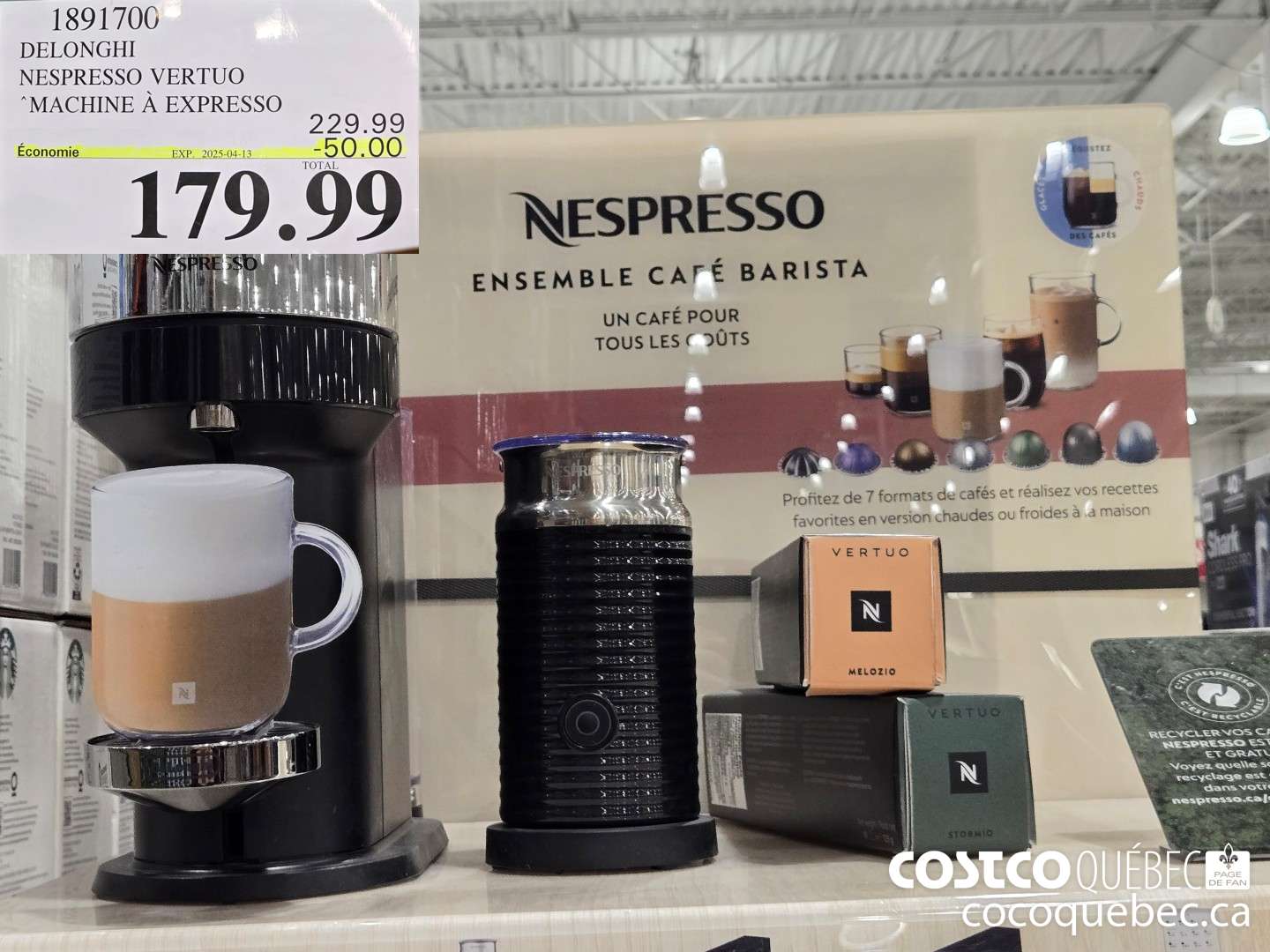 1891700 DELONGHI NESPRESSO VERTUO MACHINE A EXPRESSO  ($50.00 INSTANT SAVINGS EXPIRES ON 2025-04-13) $179.99