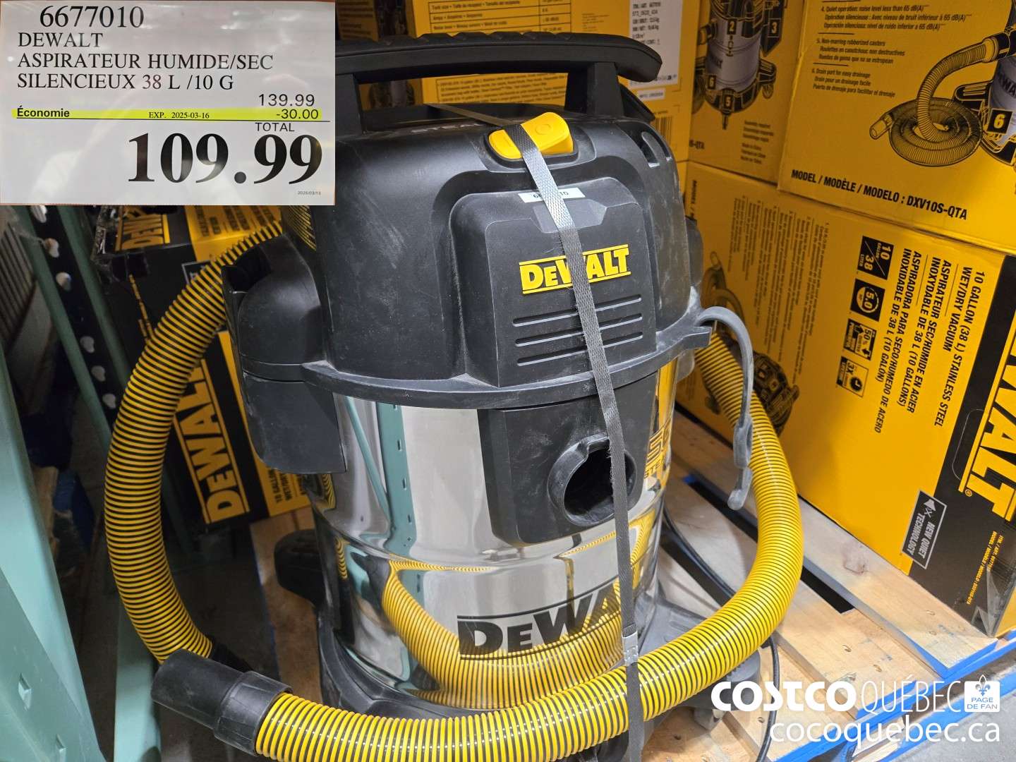 6677010 DEWALT ASPIRATEUR HUMIDE/SEC  ($30.00 INSTANT SAVINGS EXPIRES ON 2025-03-16) $109.99