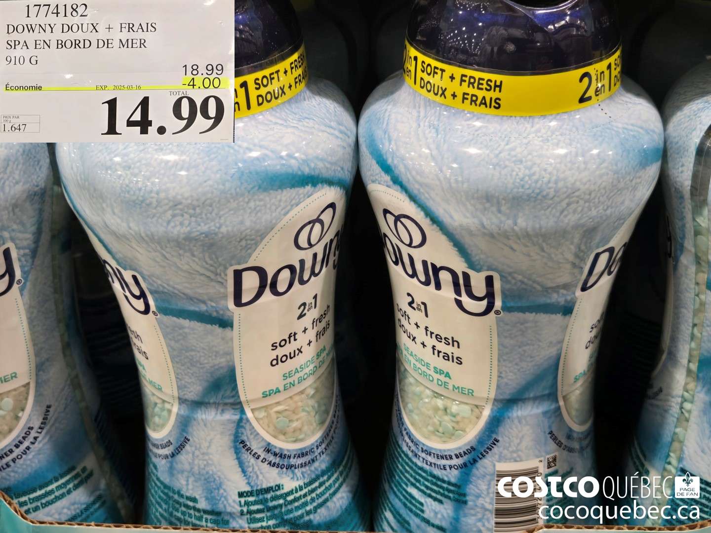 1774182 DOWNY DOUX + FRAIS SPA EN BORD DE MER 910 G  ($4.00 INSTANT SAVINGS EXPIRES ON 2025-03-16) $14.99