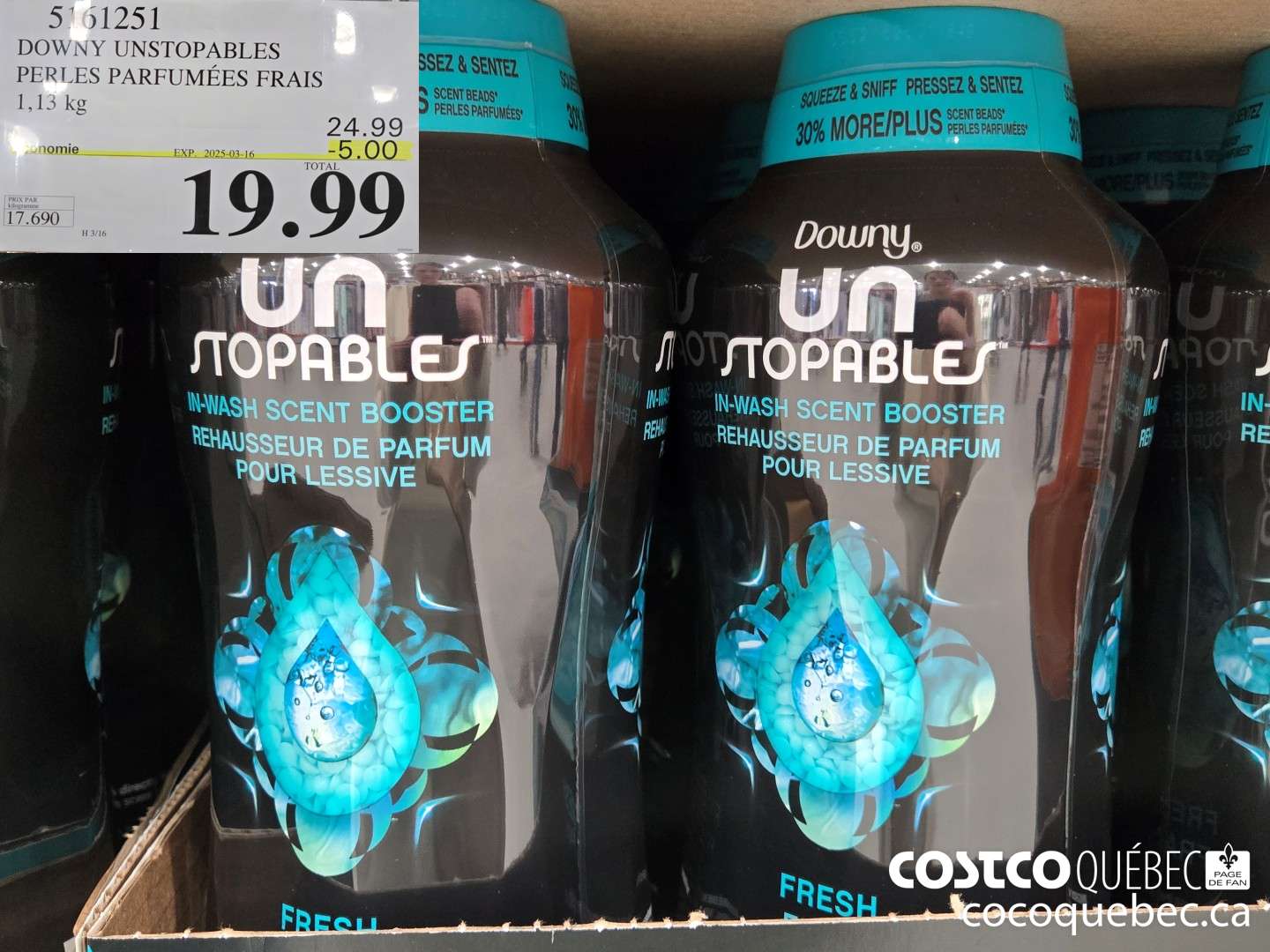5161251 DOWNY UNSTOPABLES PERLES PARFUMEES FRAIS  ($5.00 INSTANT SAVINGS EXPIRES ON 2025-03-16) $19.99