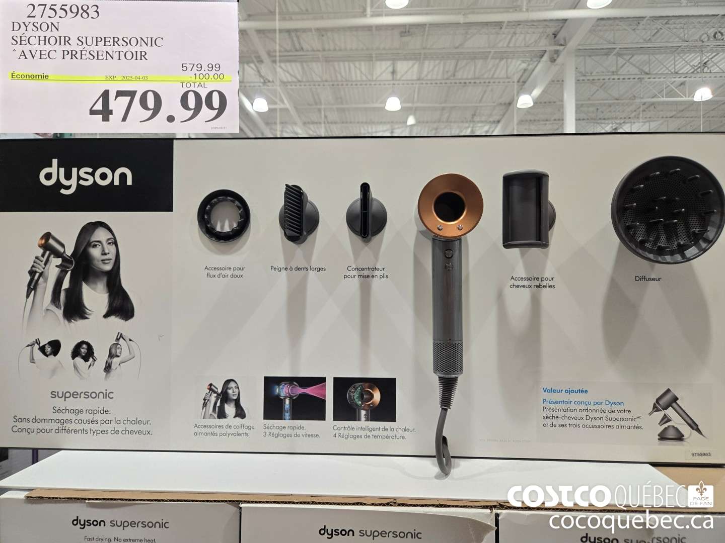 2755983 DYSON SUPERSONIC SECHOIR AVEC PRESENTOIR  ($100.00 INSTANT SAVINGS EXPIRES ON 2025-04-03) $479.99