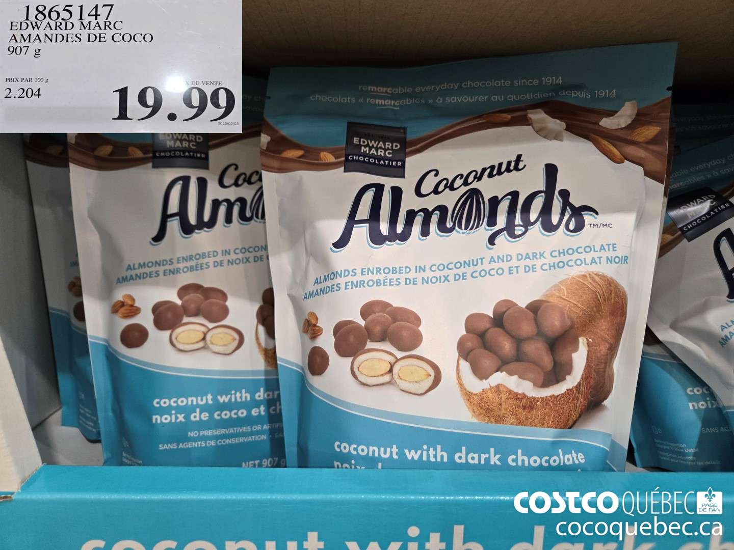 1865147 EDWARD MARC AMANDES DE COCO 907 g  $19.99