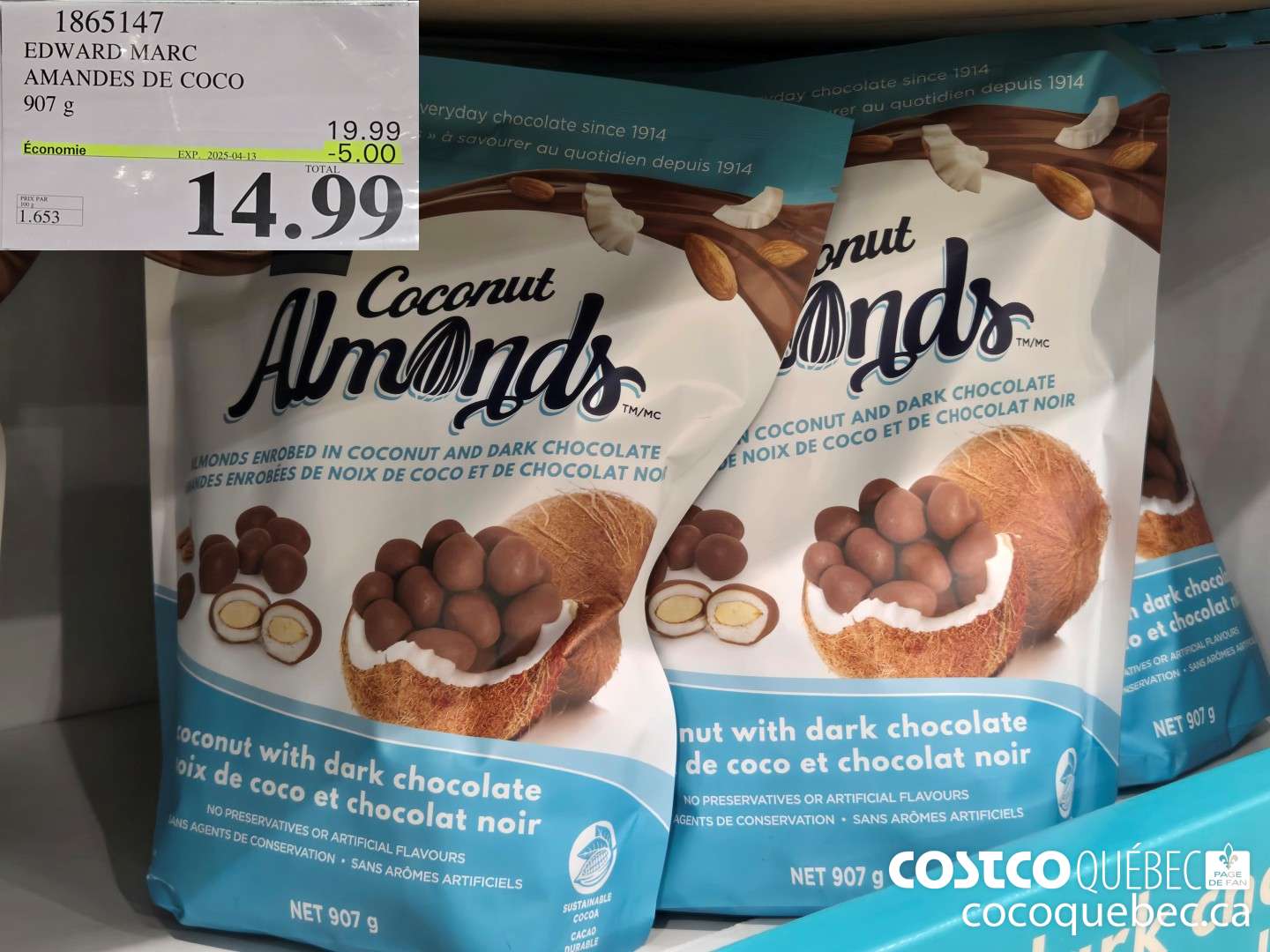 1865147 EDWARD MARC AMANDES DE COCO 907 g  ($5.00 INSTANT SAVINGS EXPIRES ON 2025-04-13) $14.99