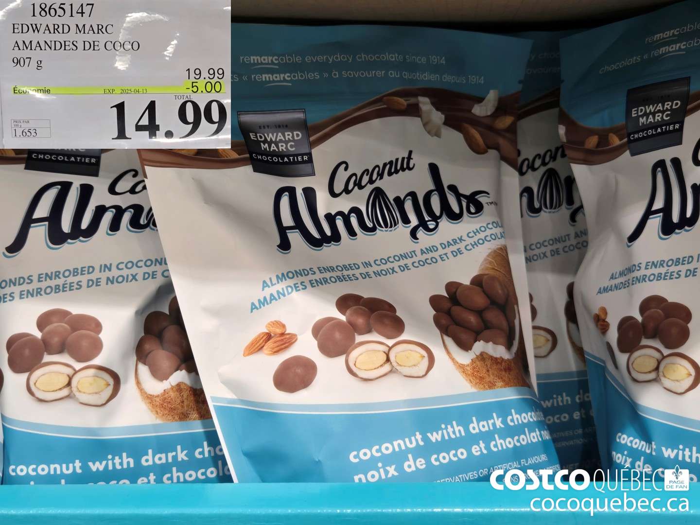 1865147 EDWARD MARC AMANDES DE COCO 907 g  ($5.00 INSTANT SAVINGS EXPIRES ON 2025-04-13) $14.99