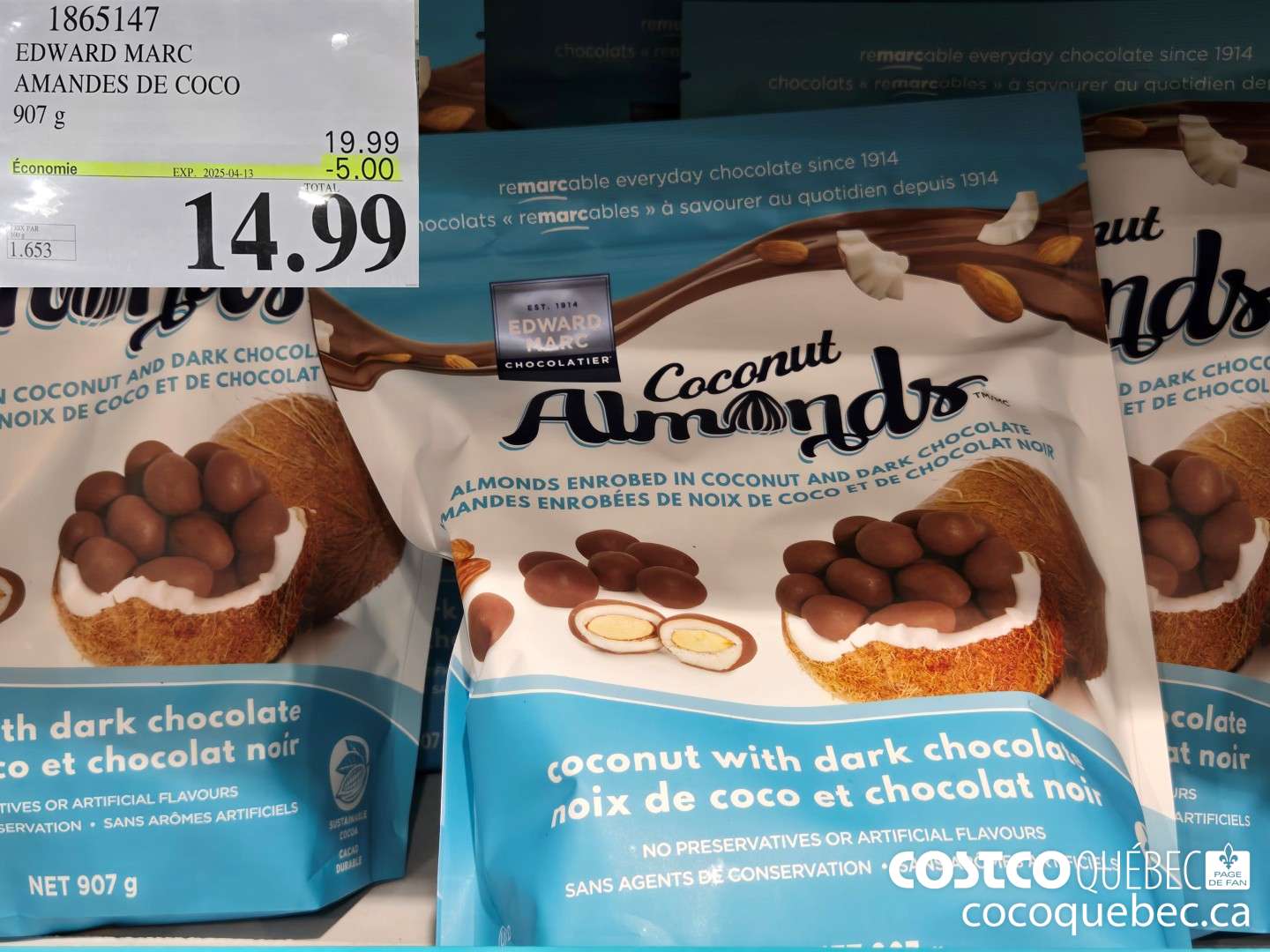 1865147 EDWARD MARC AMANDES DE COCO 907 g  ($5.00 INSTANT SAVINGS EXPIRES ON 2025-04-13) $14.99