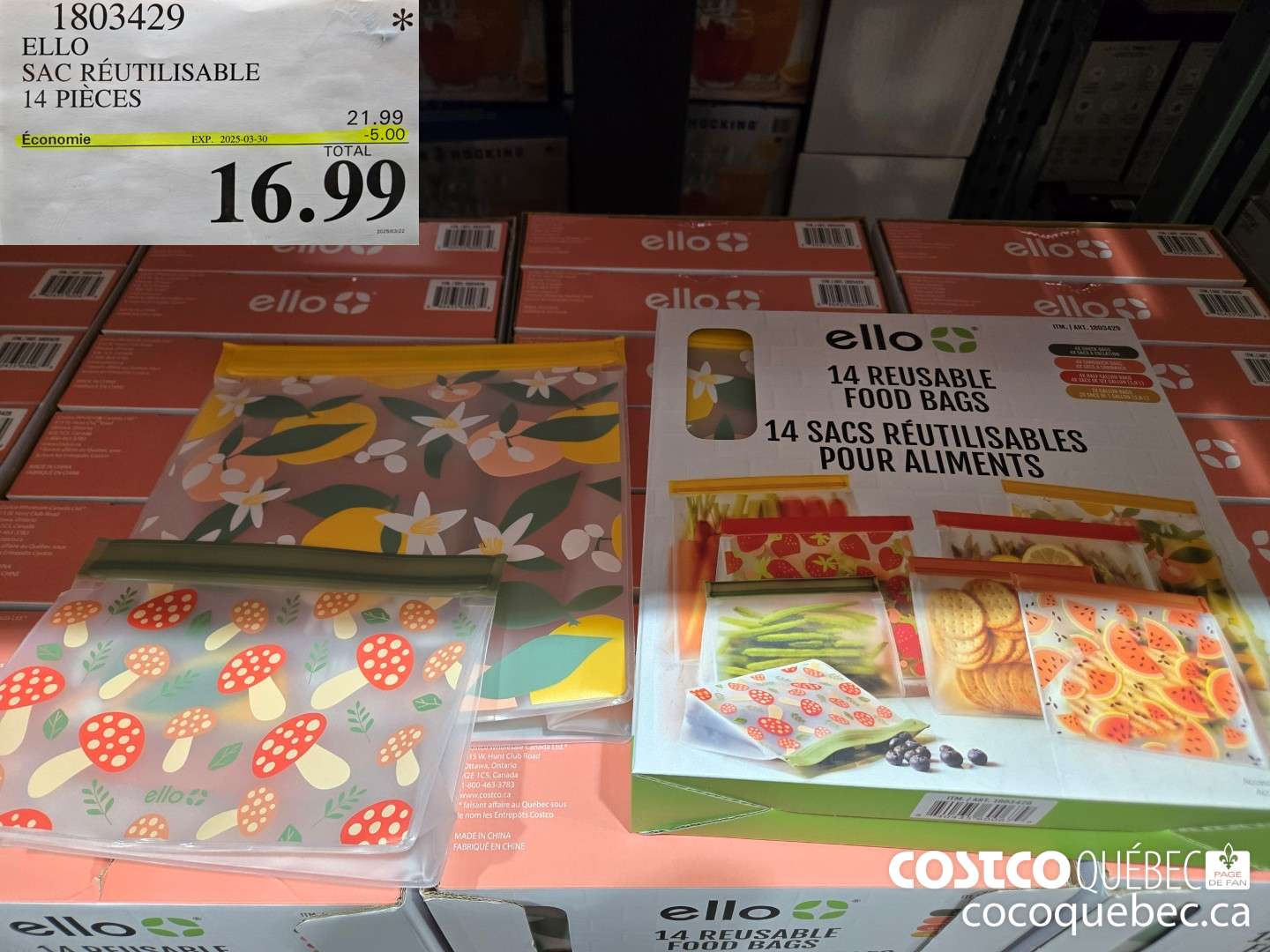 1803429 ELLO SAC REUTILISABLE 14 PIECES  ($5.00 INSTANT SAVINGS EXPIRES ON 2025-03-30) $16.99