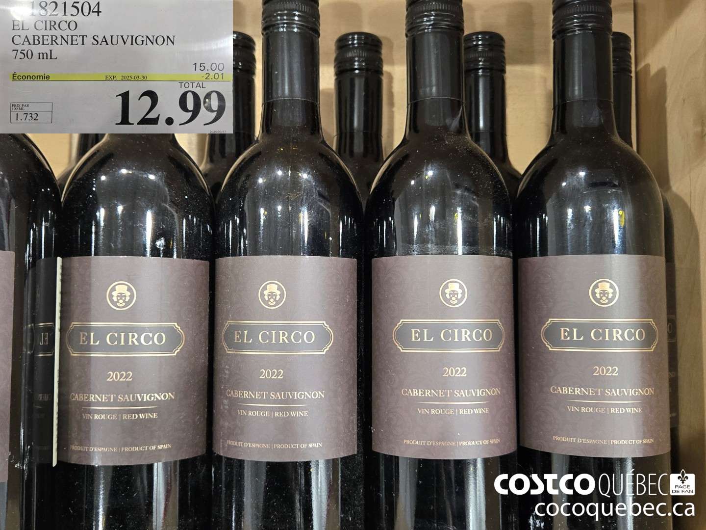 1821504 EL CIRCO CABERNET SAUVIGNON  ($2.01 INSTANT SAVINGS EXPIRES ON 2025-03-30) $12.99
