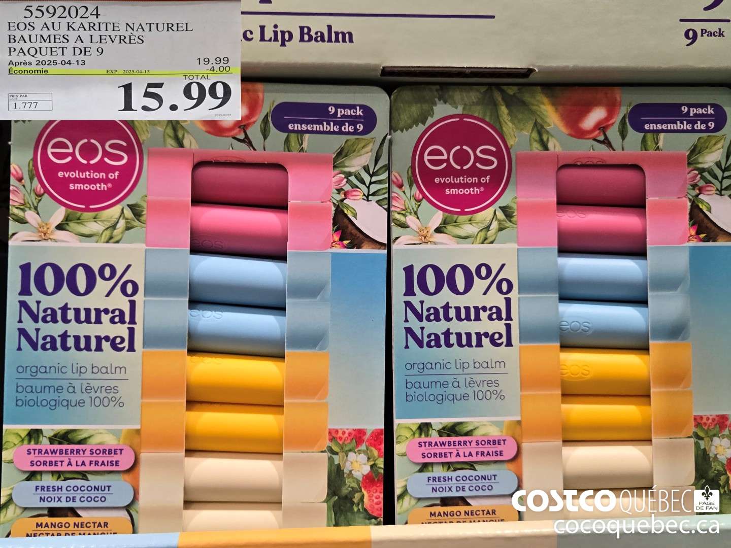 5592024 EOS AU KARITE NATUREL BAUMES A LEVRES 2025-04-13  (EXPIRES ON 2025-04-13) $15.99