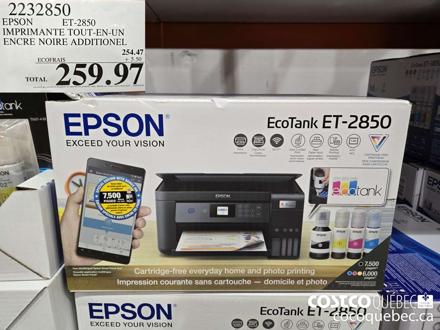2232850 EPSON ECOTANK IMPRIMANTE TOUT-EN-UN  $259.97