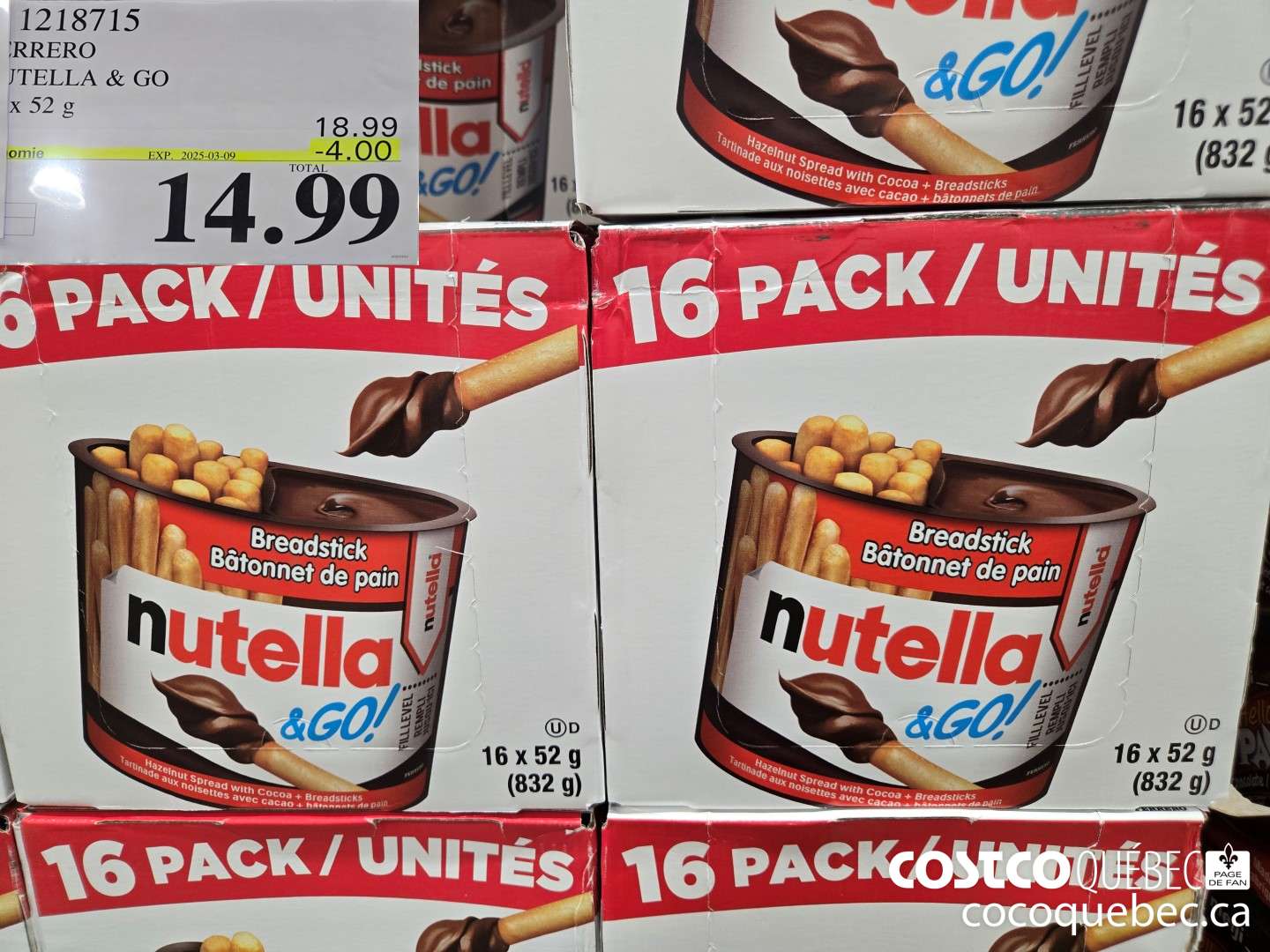 1218715 FERRERO NUTELLA & GO ($4.00 INSTANT SAVINGS EXPIRES ON 2025-03-16) $14.99