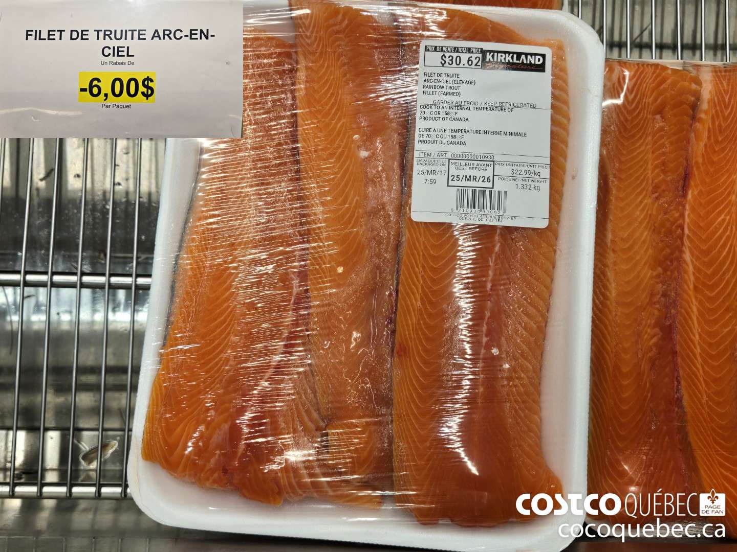 10930 FILET DE TRUITE ARC-EN-  ($6.00 INSTANT SAVINGS)