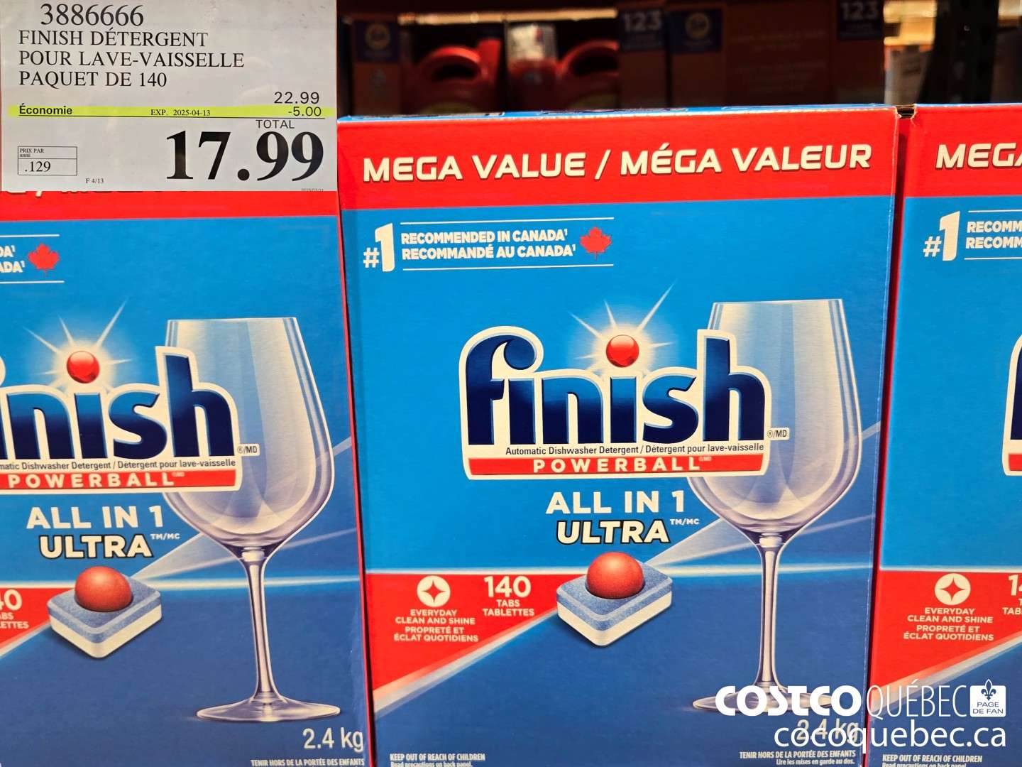 3886666 FINISH DETERGENT POUR LAVE-VAISSELLE PAQUET DE 140 ($5.00 INSTANT SAVINGS EXPIRES ON 2025-04-13) $17.99