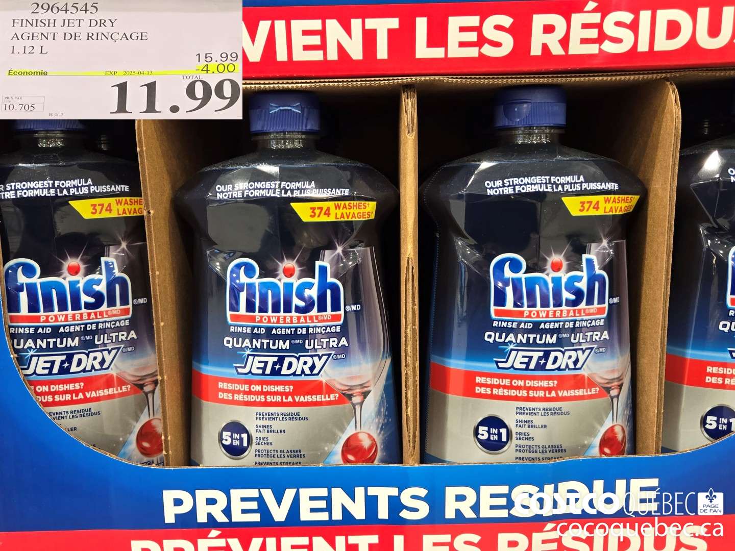 2964545 FINISH JET DRY AGENT DE RINCAGE  ($4.00 INSTANT SAVINGS EXPIRES ON 2025-04-13) $11.99