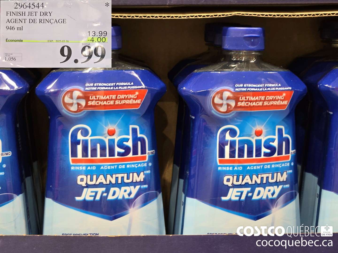 2964544 FINISH JET DRY ULTRA AGENT DE RINCAGE 946 ml ($4.00 INSTANT SAVINGS EXPIRES ON 2025-03-16) $9.99