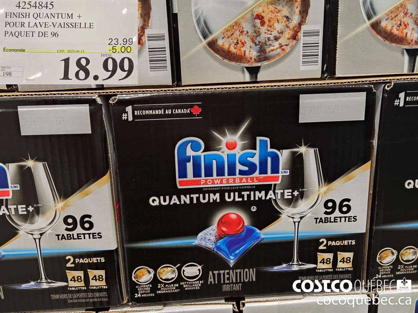 4254845 FINISH QUANTUM + POUR LAVE-VAISSELLE PAQUET DE 96  ($5.00 INSTANT SAVINGS EXPIRES ON 2025-04-13) $18.99