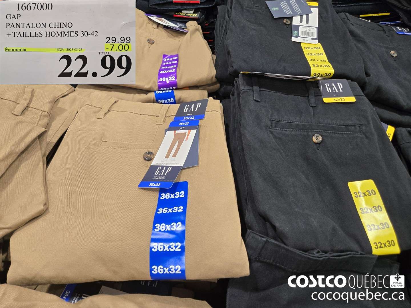 1667000 GAP PANTALON CHINO +TAILLES HOMMES 30-42  ($7.00 INSTANT SAVINGS EXPIRES ON 2025-03-23) $22.99