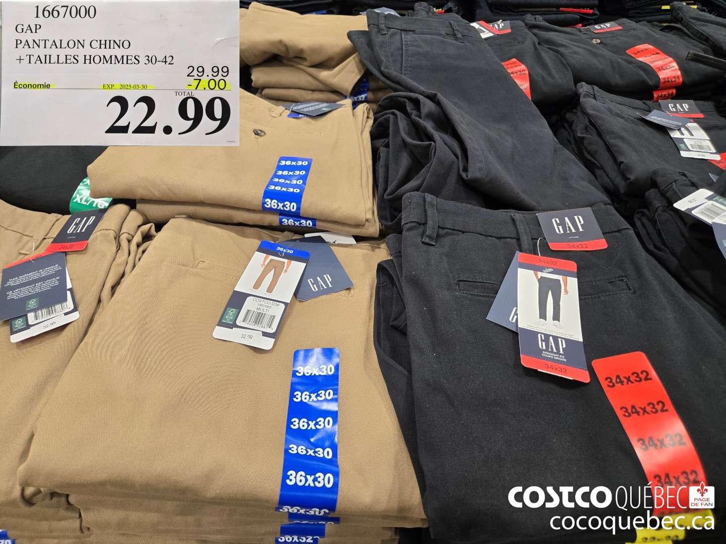 1667000 GAP PANTALON CHINO +TAILLES HOMMES 30-42  ($7.00 INSTANT SAVINGS EXPIRES ON 2025-03-30) $22.99