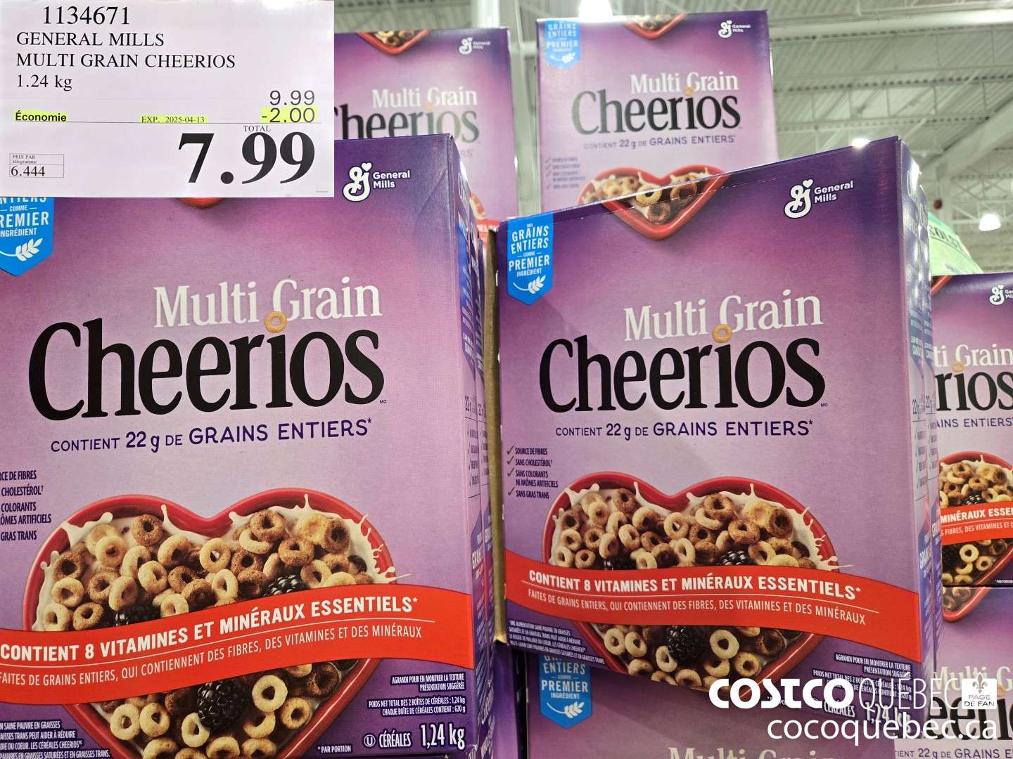 1134671 GENERAL MILLS MULTI GRAIN CHEERIOS 1.24 kg  ($2.00 INSTANT SAVINGS EXPIRES ON 2025-04-13) $7.99