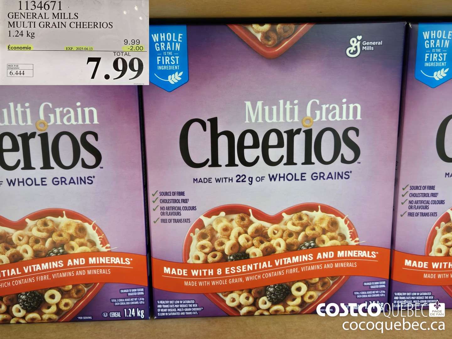 1134671 GENERAL MILLS MULTI GRAIN CHEERIOS 1.24 kg  ($2.00 INSTANT SAVINGS EXPIRES ON 2025-04-13) $7.99