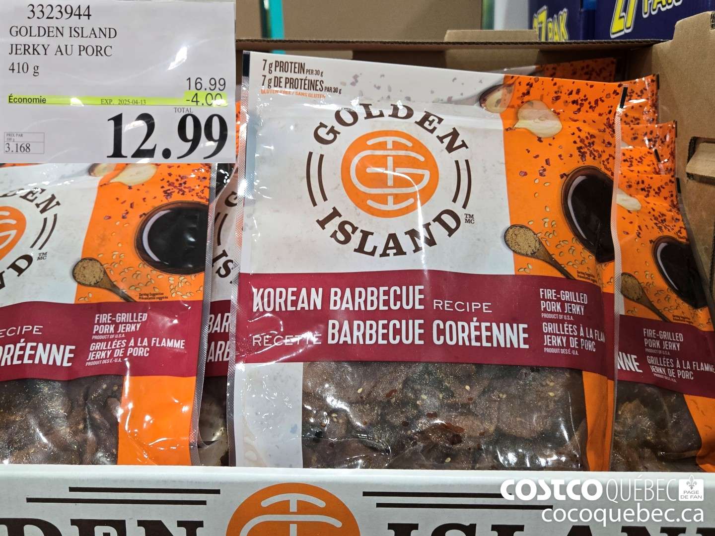 3323944 GOLDEN ISLAND JERKY AU PORC 410 g  ($4.00 INSTANT SAVINGS EXPIRES ON 2025-04-13) $12.99