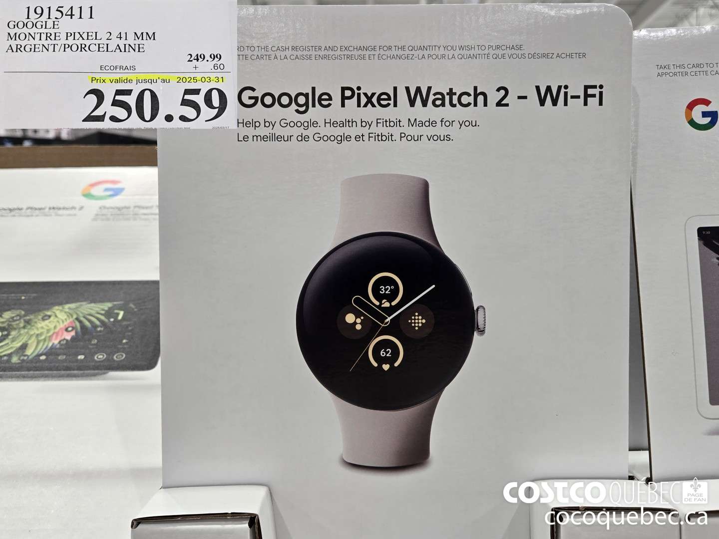 1915411 GOOGLE MONTRE PIXEL 2 41 MM ARGENT/PORCELAINE Prix valide jusqu'au 2025-03-31  $250.59