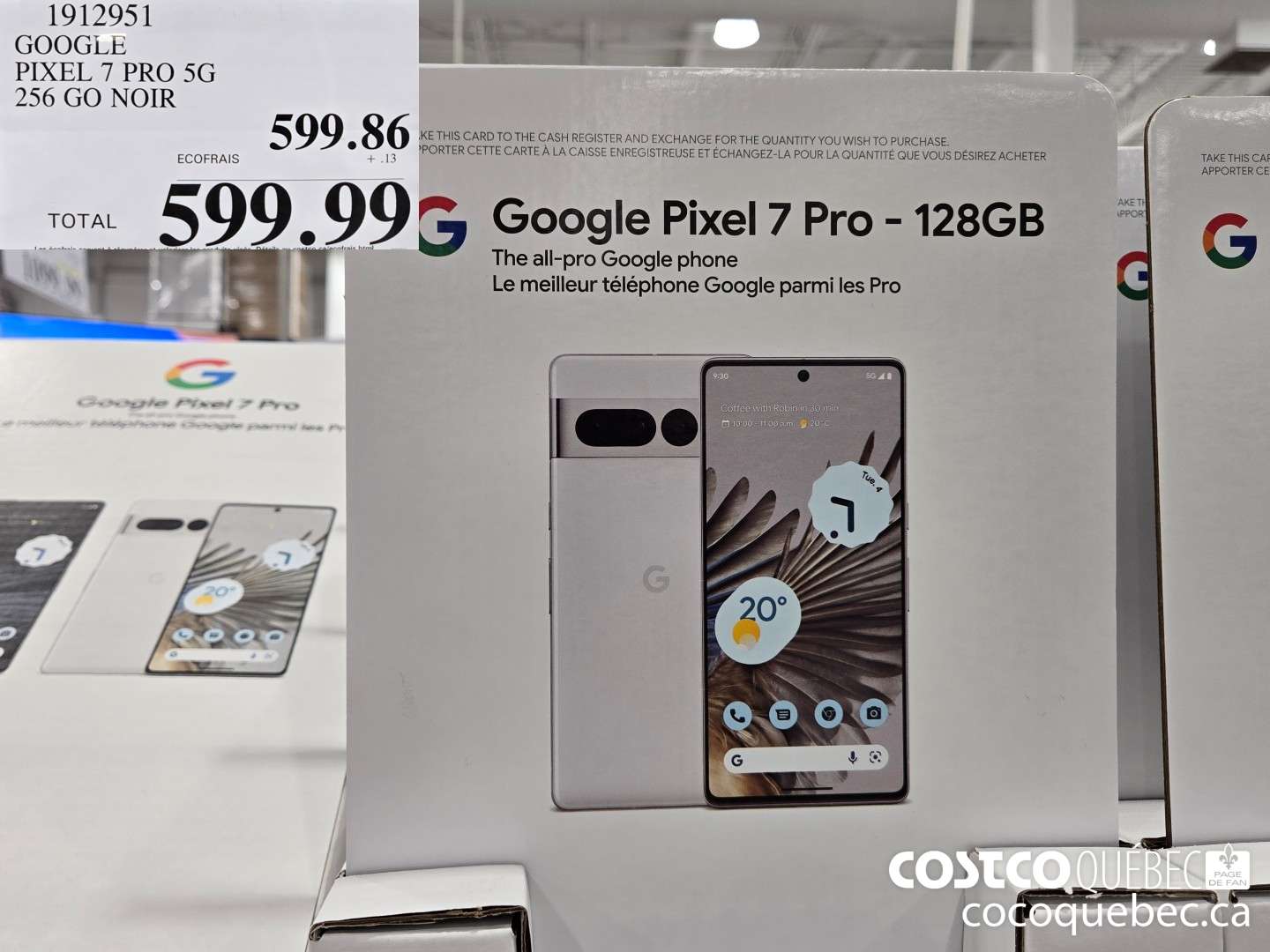 1912951 GOOGLE PIXEL PROBG 256 GO NOIR  $599.99