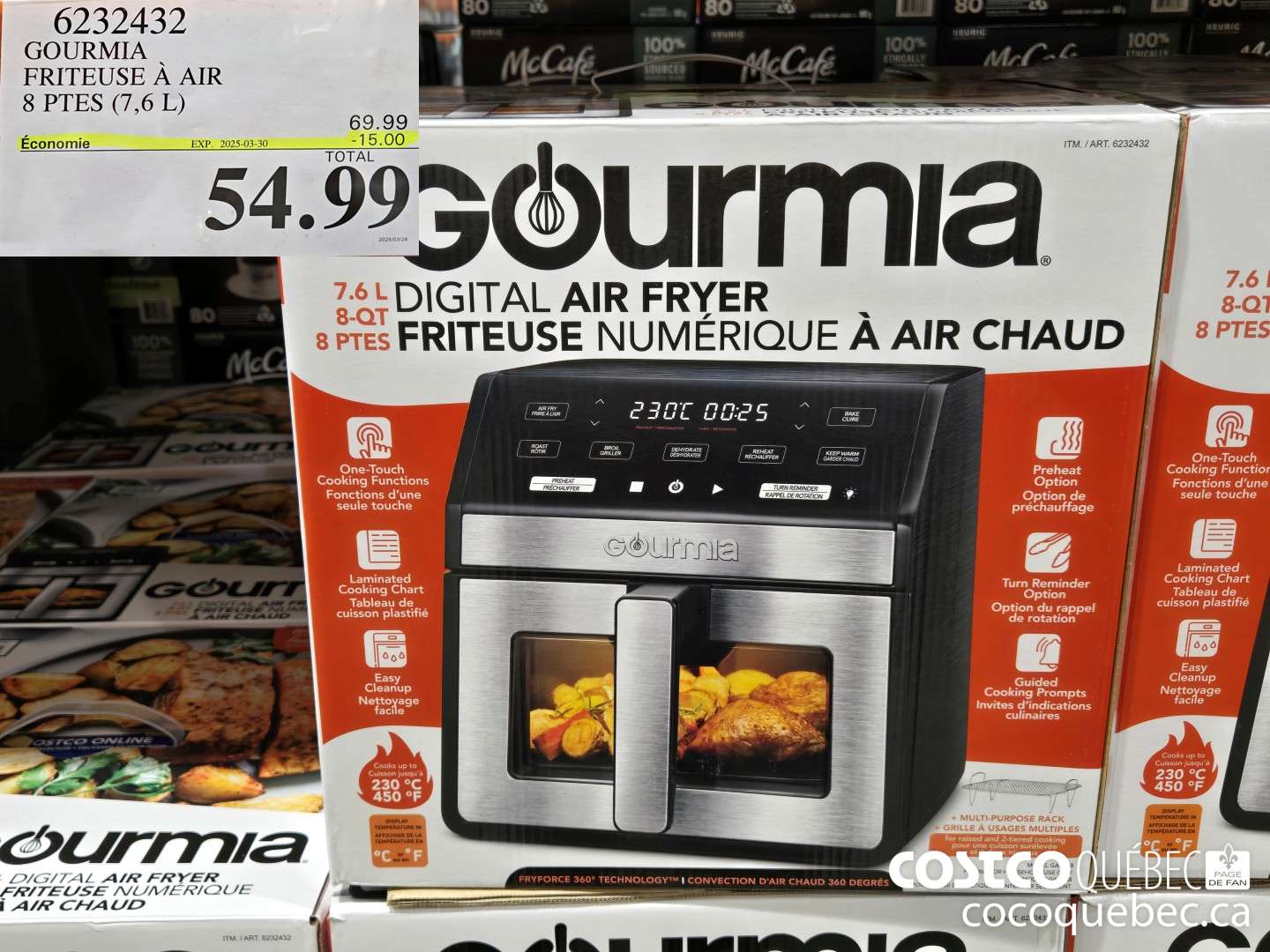 6232432 GOURMIA FRITEUSE A AIR 8 PTES (7,6 L)  ($15.00 INSTANT SAVINGS EXPIRES ON 2025-03-30) $54.99