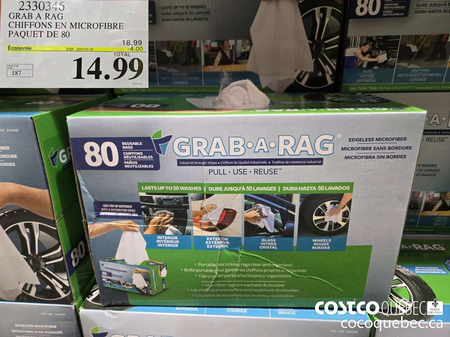 2330346 GRAB A RAG CHIFFONS EN MICROFIBRE PAQUET DE 80 ($4.00 INSTANT SAVINGS EXPIRES ON 2025-03-30) $14.99