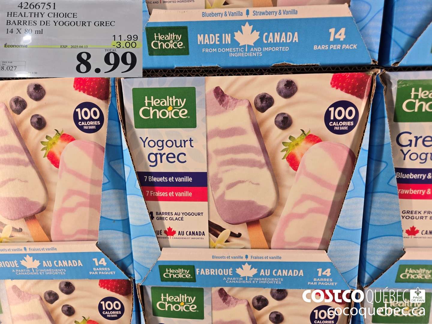 4266751 HEALTHY CHOICE BARRES DE YOGOURT GREC 14 X 80 ml  ($3.00 INSTANT SAVINGS EXPIRES ON 2025-03-23) $8.99