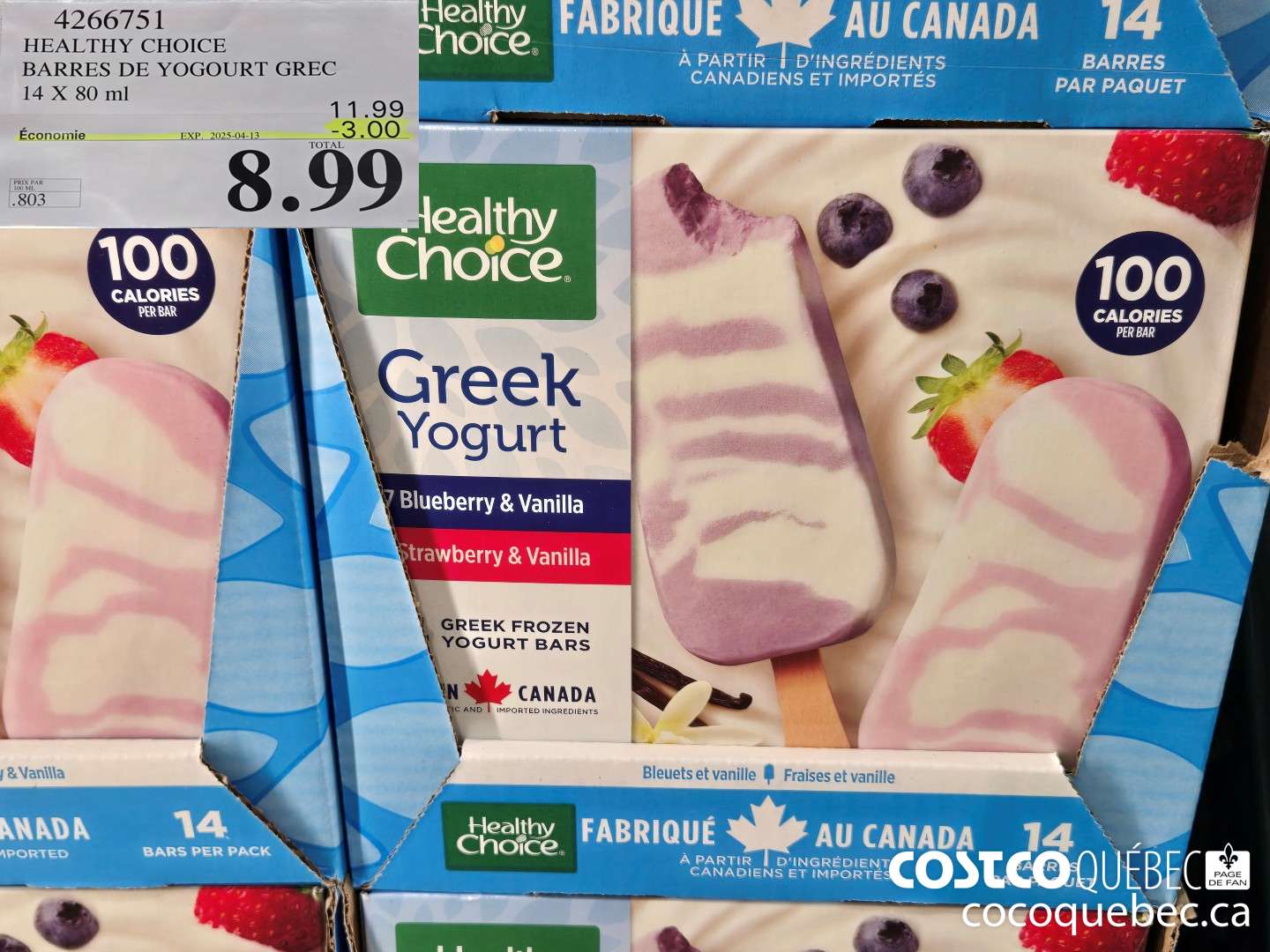 4266751 HEALTHY CHOICE BARRES DE YOGOURT GREC 14 X 80 ml  ($3.00 INSTANT SAVINGS EXPIRES ON 2025-04-13) $8.99