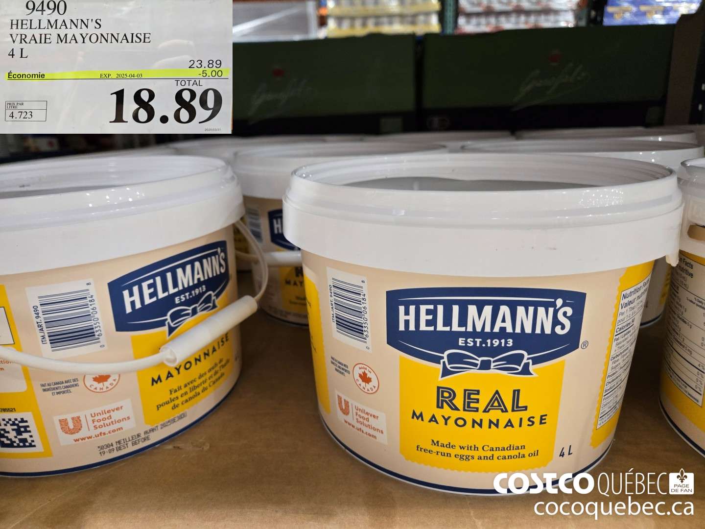 9490 HELLMANN 'S VRAIE MAYON NAISE  ($6.00 INSTANT SAVINGS EXPIRES ON 2025-04-13) $18.89