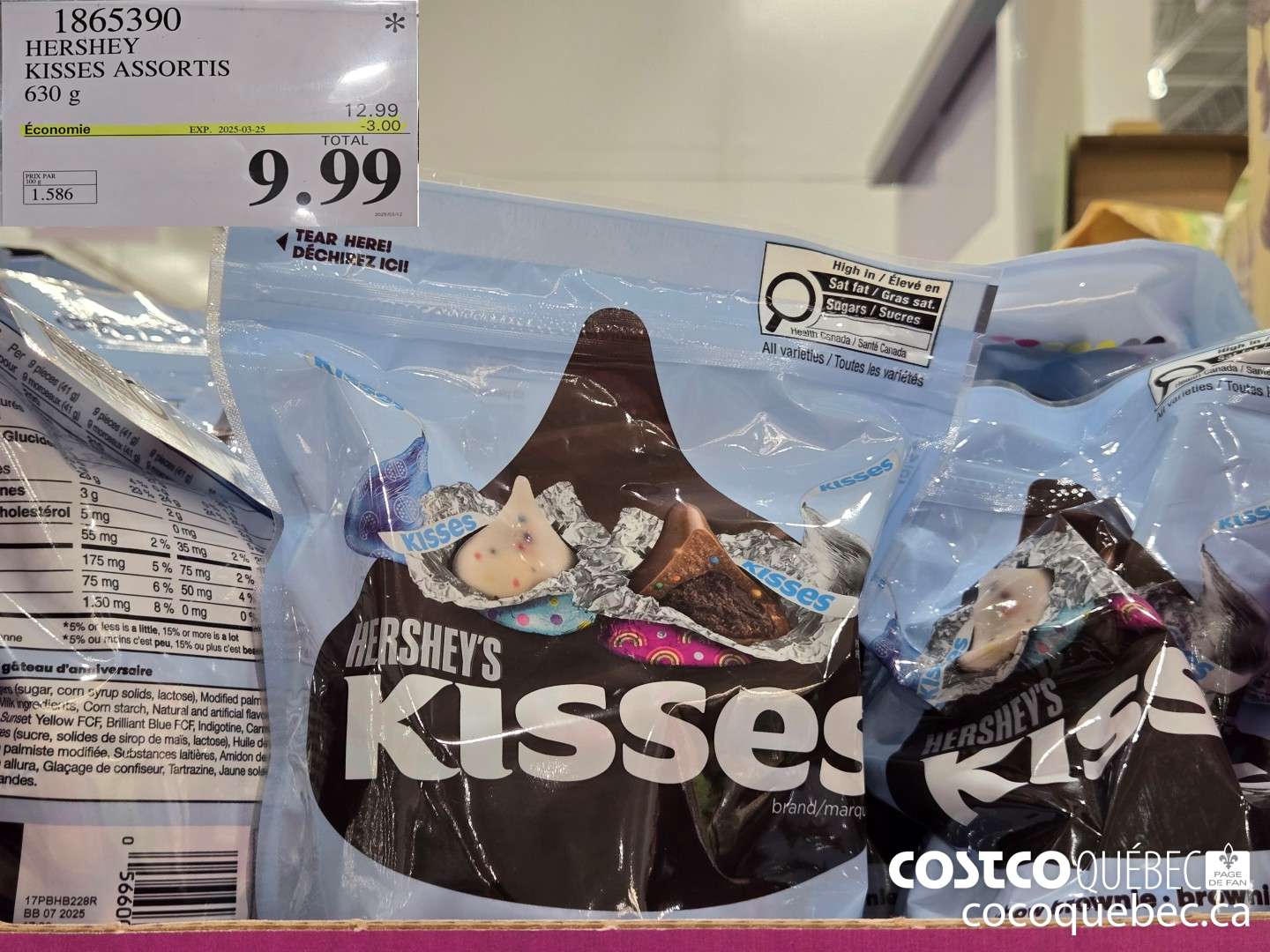 1865390 HERSHEY KISSES ASSORTIS 630 G  ($3.00 INSTANT SAVINGS EXPIRES ON 2025-03-16) $9.99
